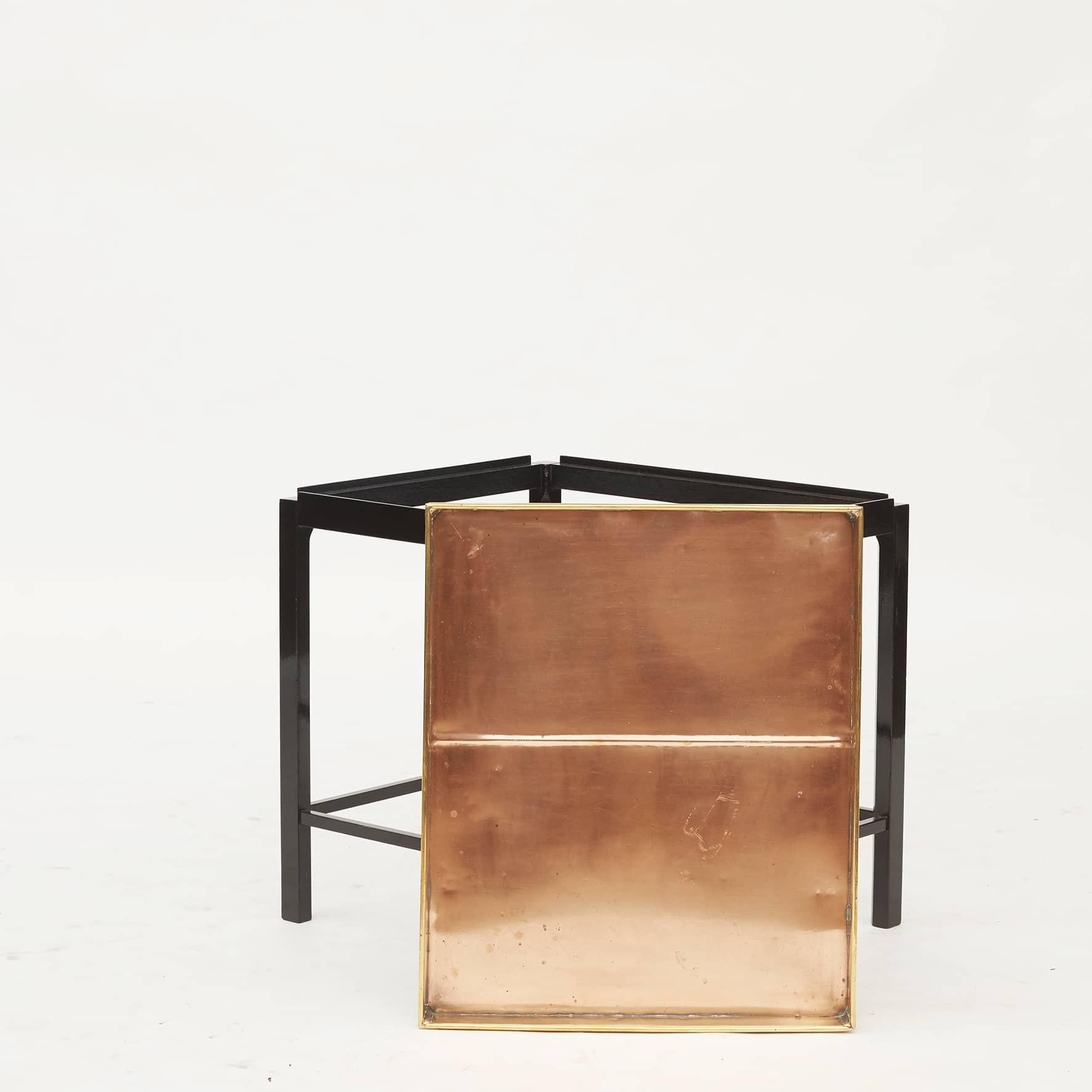 Modern Tray Table Brass / Copper Black Polished Base For Sale