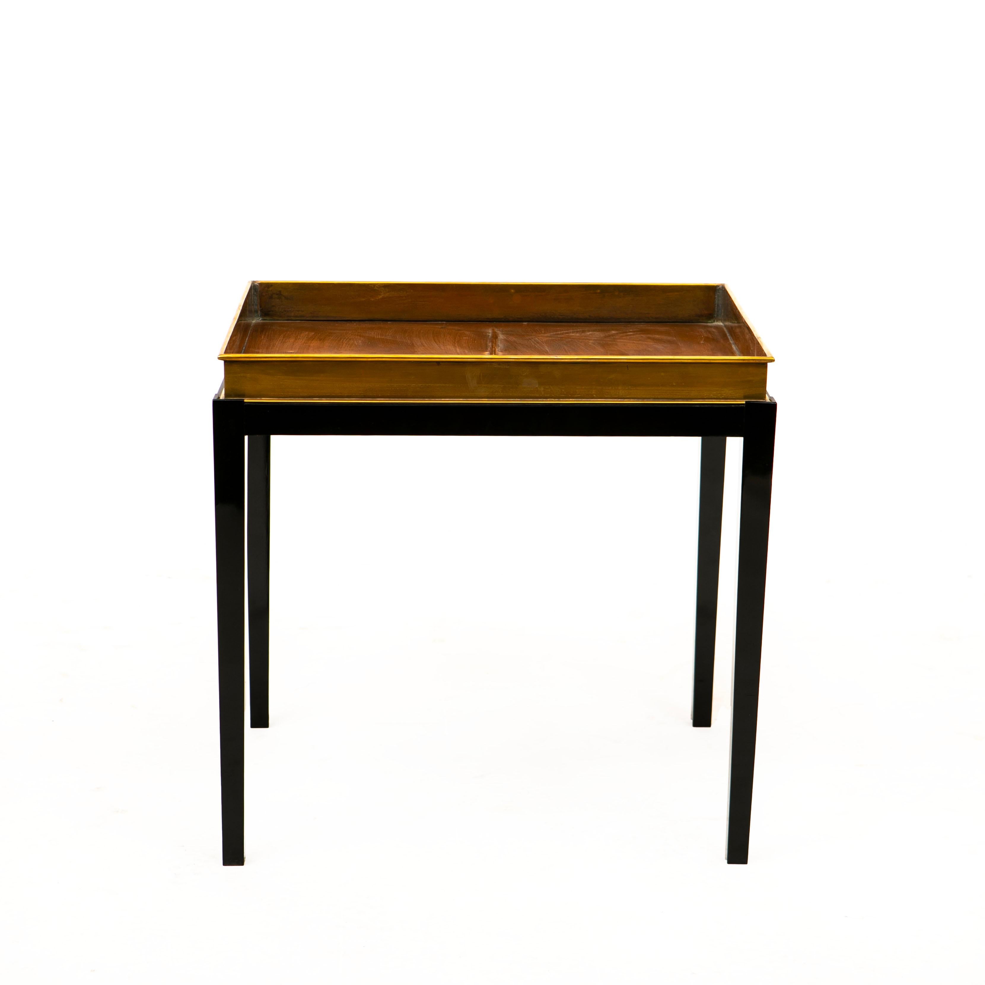 Danish Tray Table Brass / Copper Black Polished Base For Sale