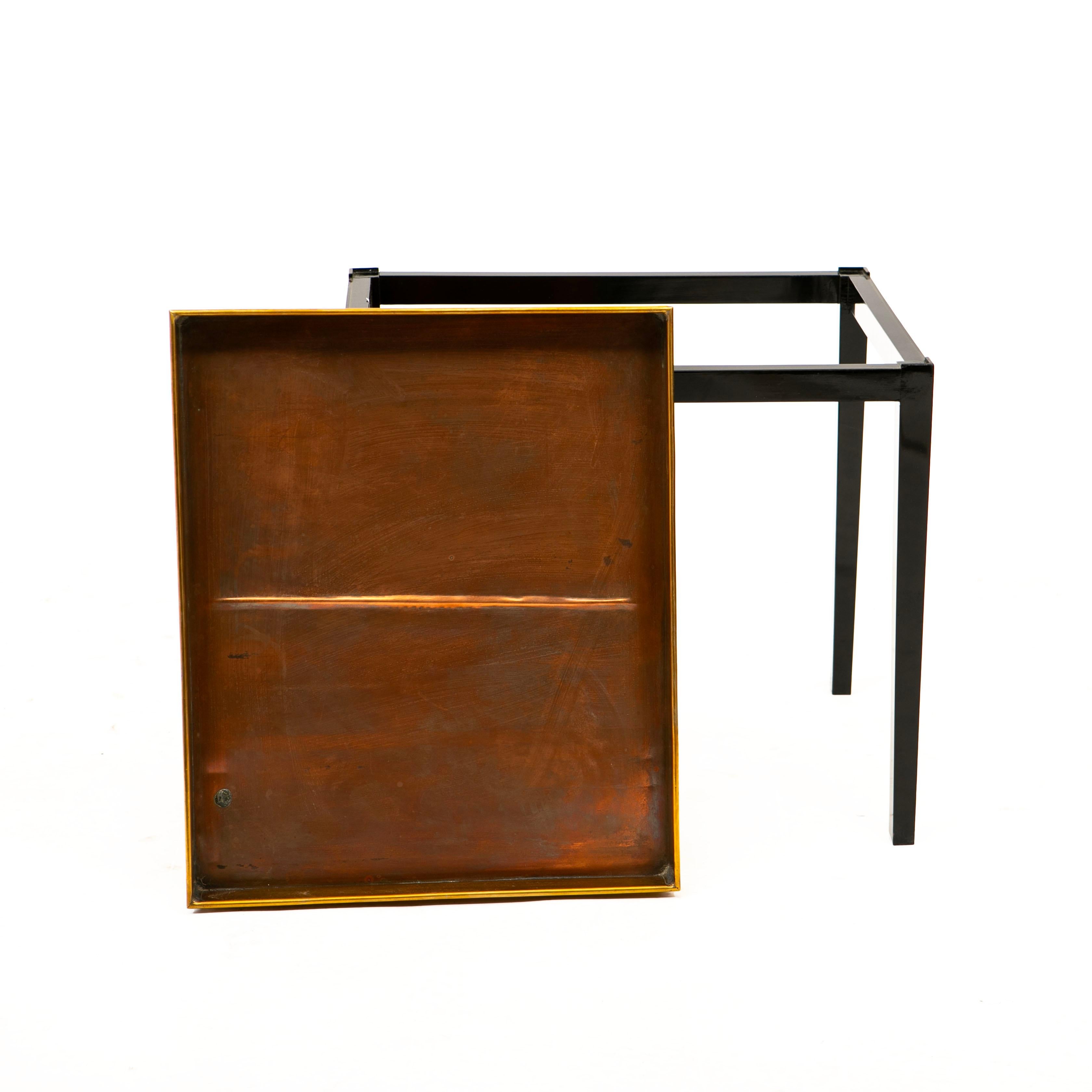 20th Century Tray Table Brass / Copper Black Polished Base For Sale