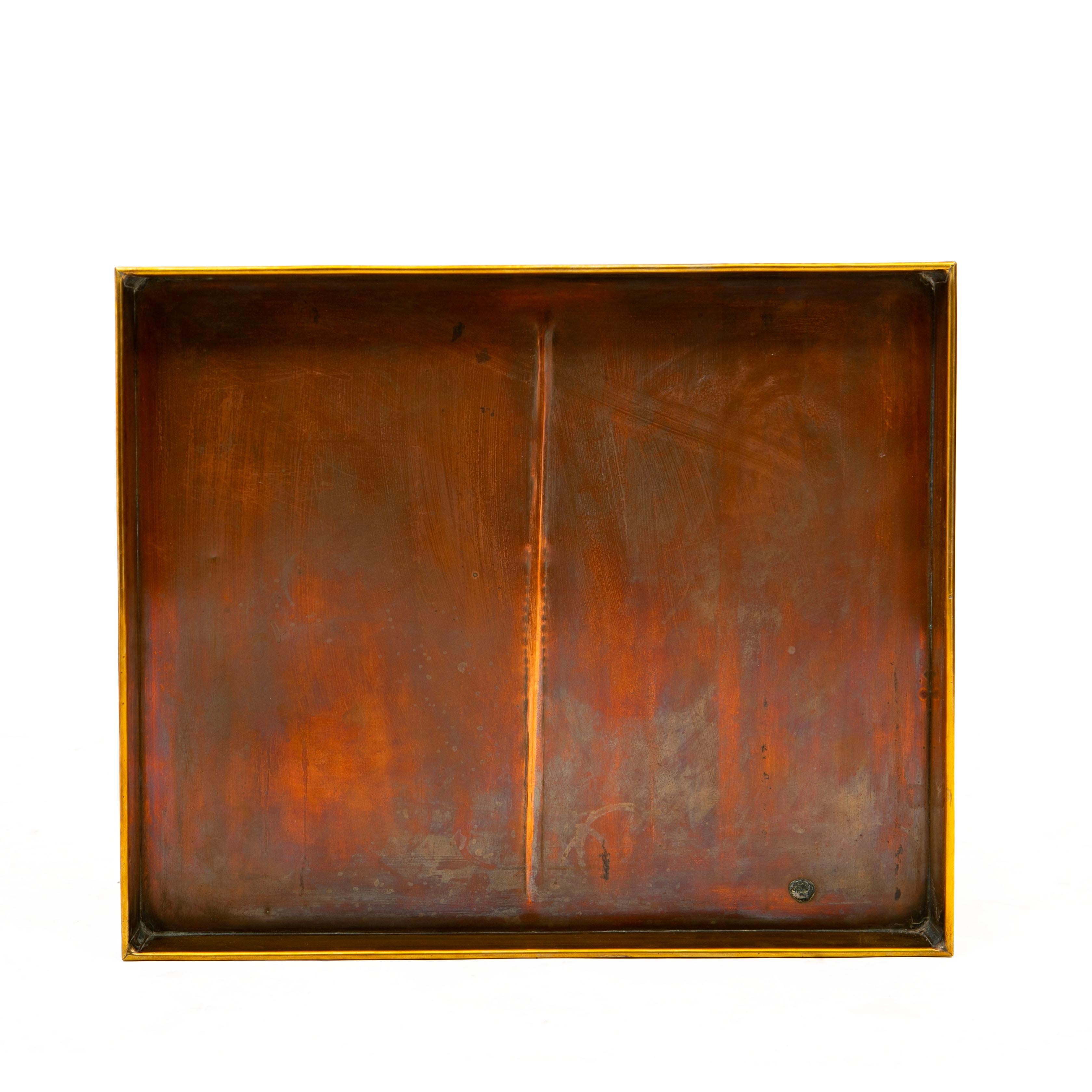 Tablett Tisch Messing / Kupfer Schwarz Poliert Basis (20. Jahrhundert)