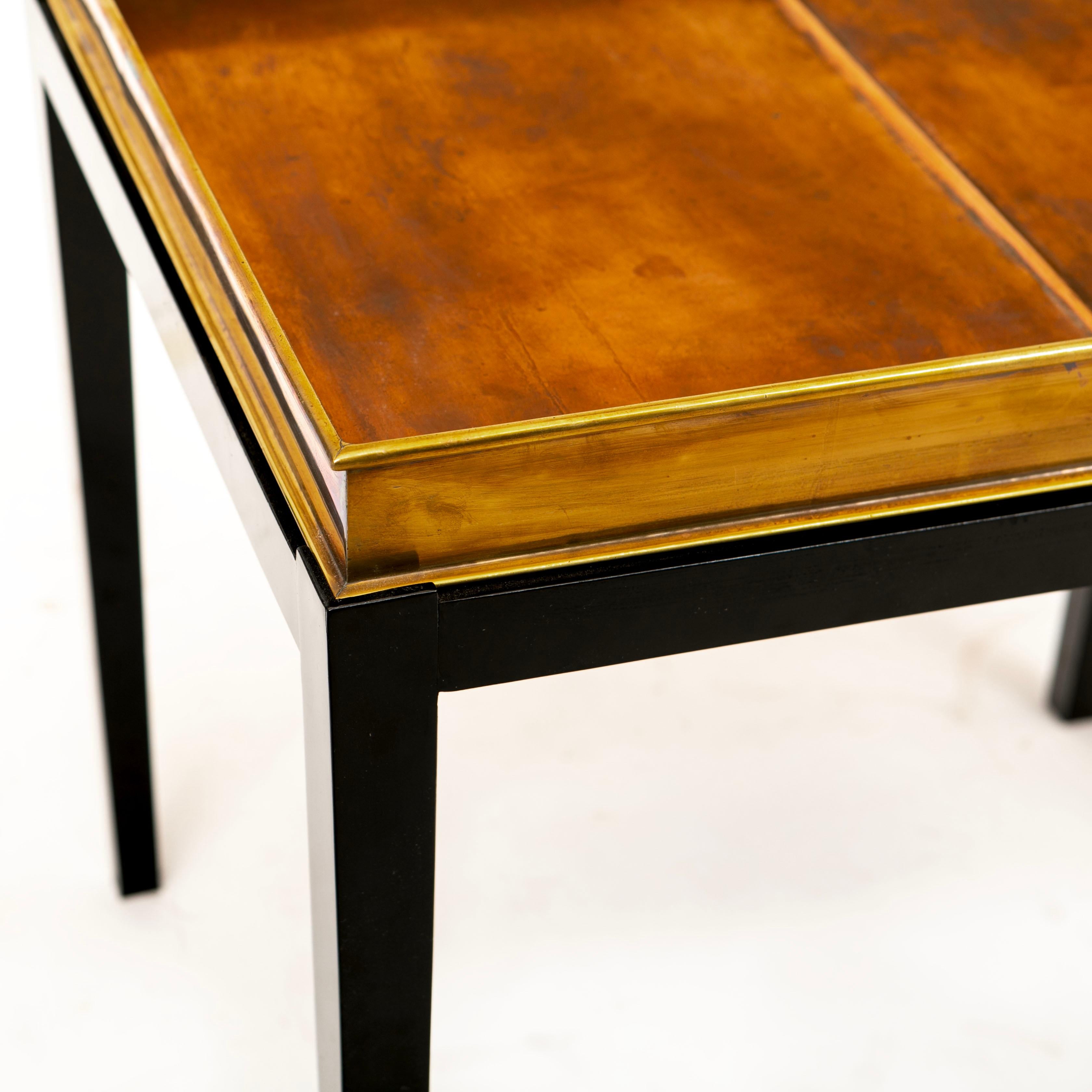 Tray Table Brass / Copper Black Polished Base For Sale 2