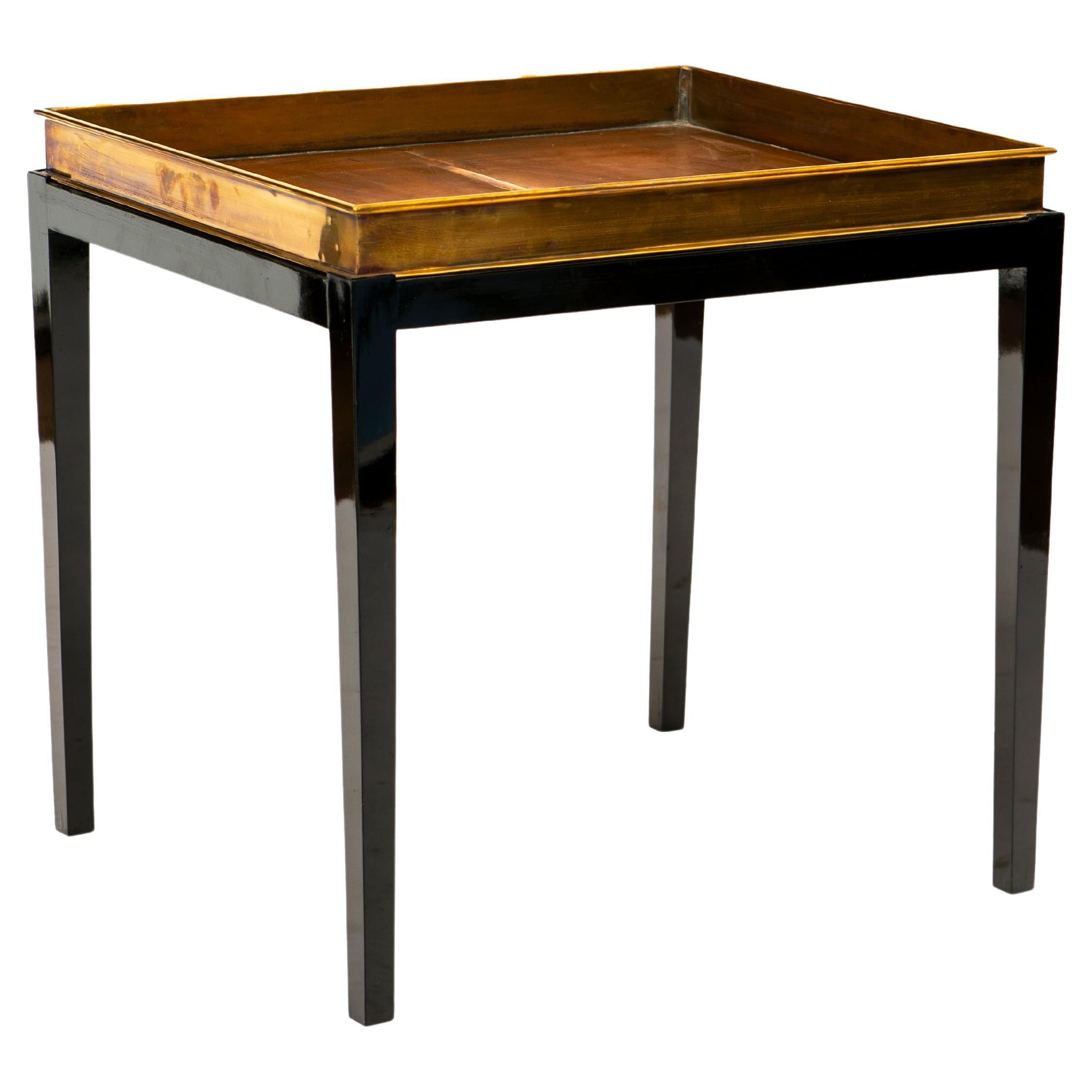Tray Table Brass / Copper Black Polished Base For Sale