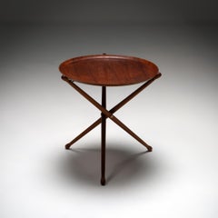 Mid-Century Modern Tray Table by Nils Trautner, Teak & Brass, Sweden
