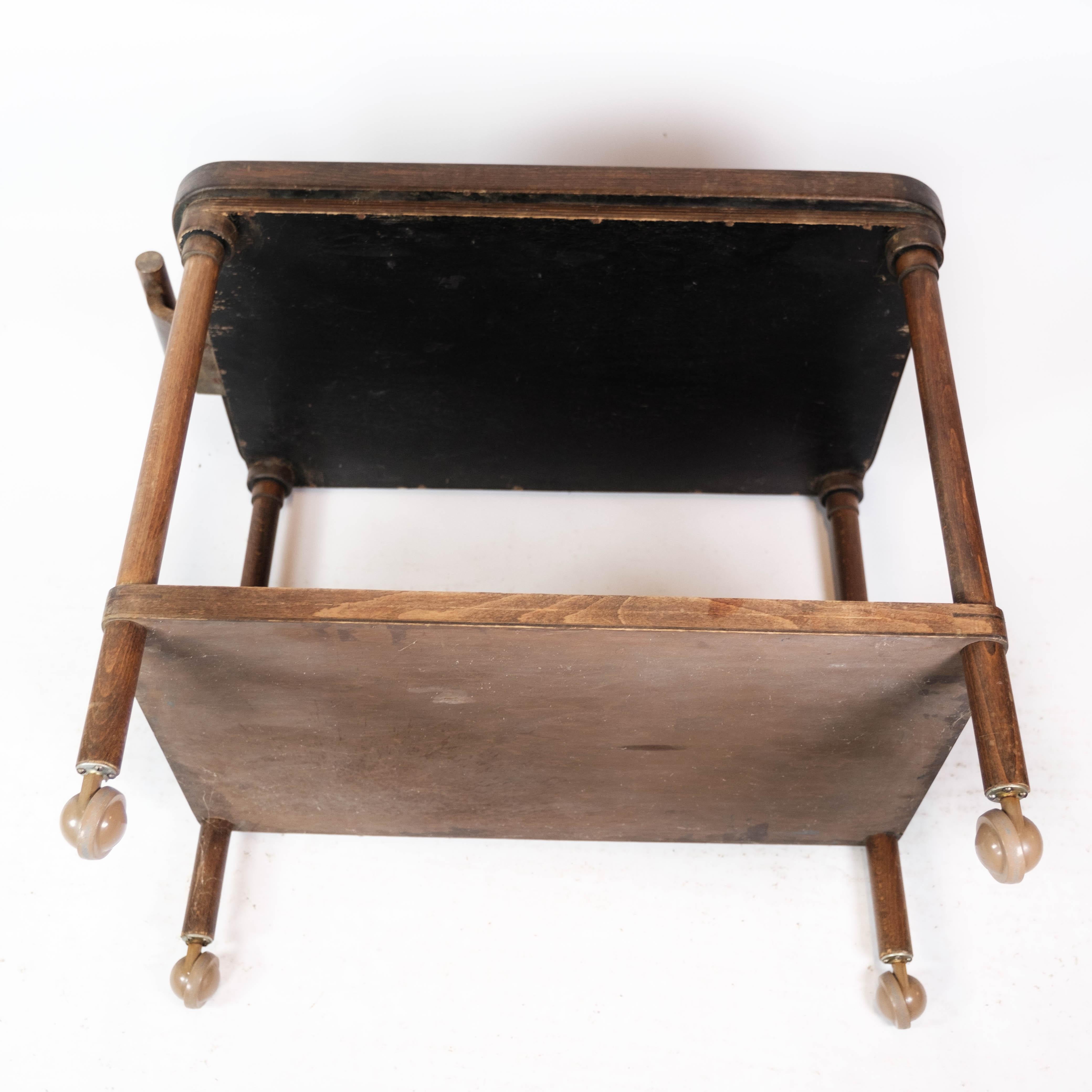 Tray Table Dark Wood Decorated with Dutch Tiles, 1920s For Sale 1