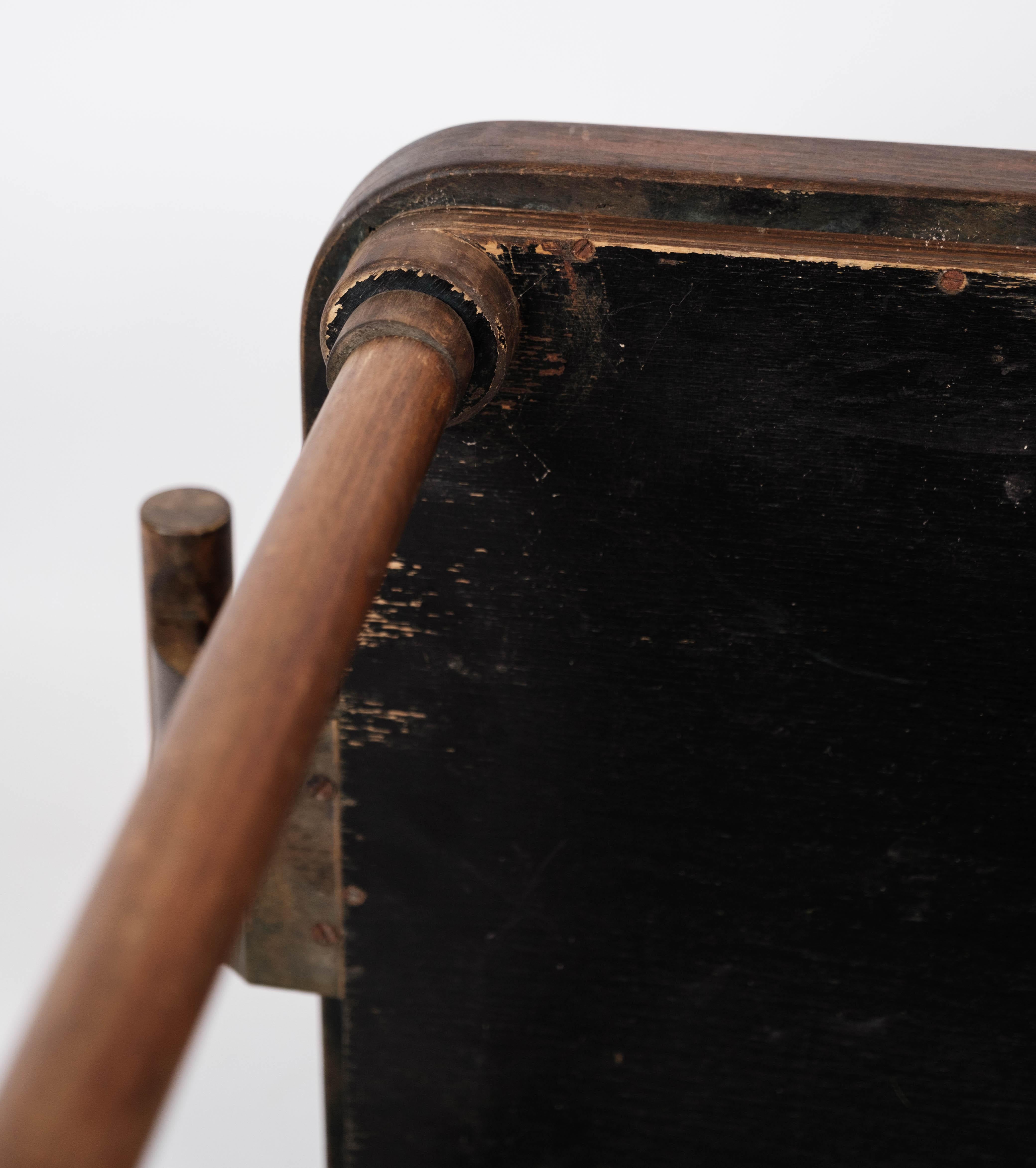 Tray Table Dark Wood Decorated with Dutch Tiles, 1920s For Sale 2