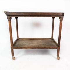 Tray Table Made In Dark Wood, Decorated With Dutch Tiles From 1920s