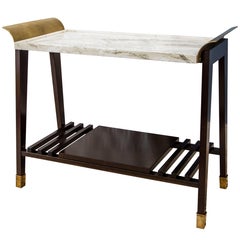 Tray Table in Paonazzo Marble, Cherrywood and Brass