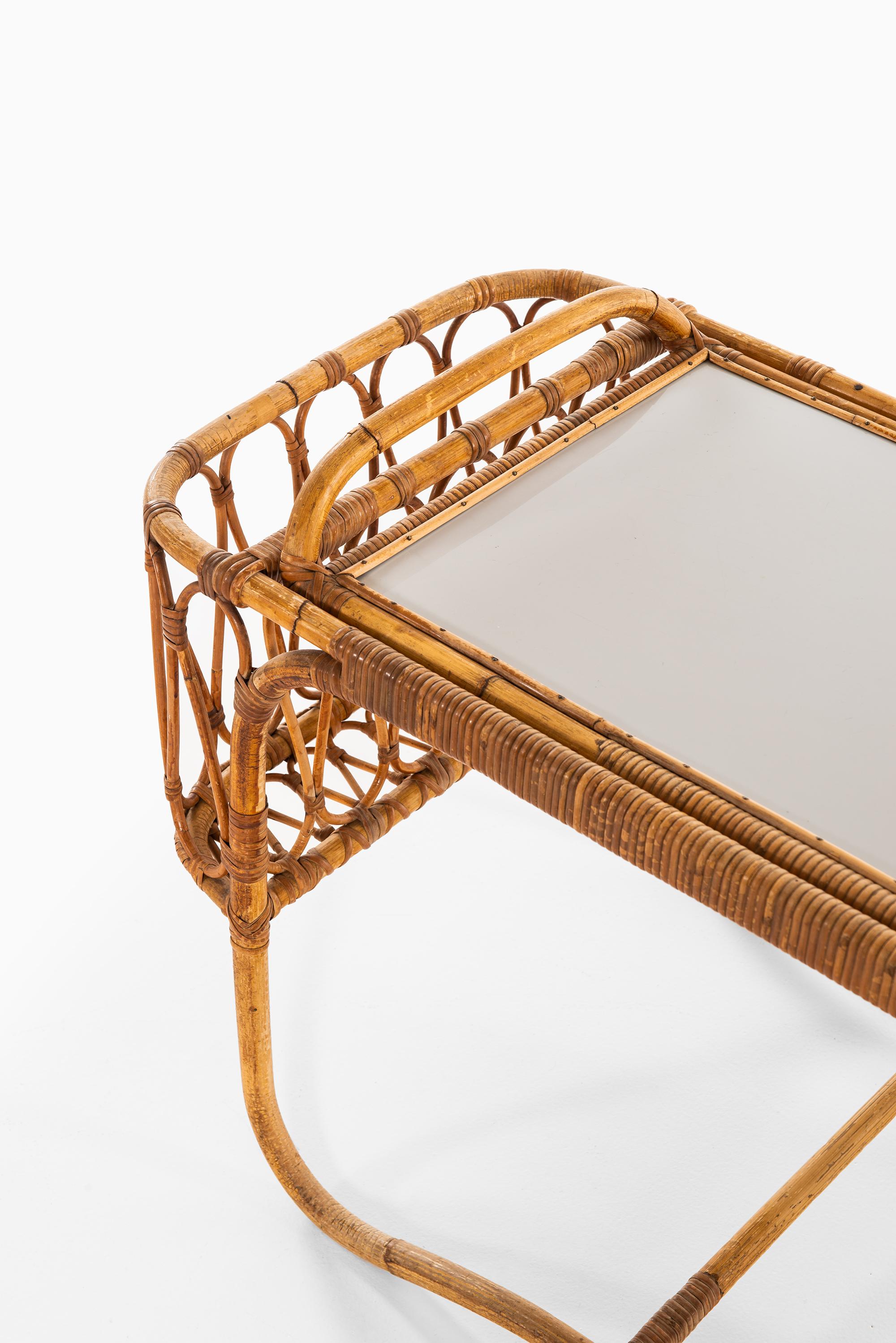 Scandinavian Modern Tray Table in Rattan and Cane by E.V.A. Nissen & Co in Denmark