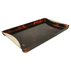 Tray Table Lucite Brass Rectangular Midcentury Italian Design 1970s