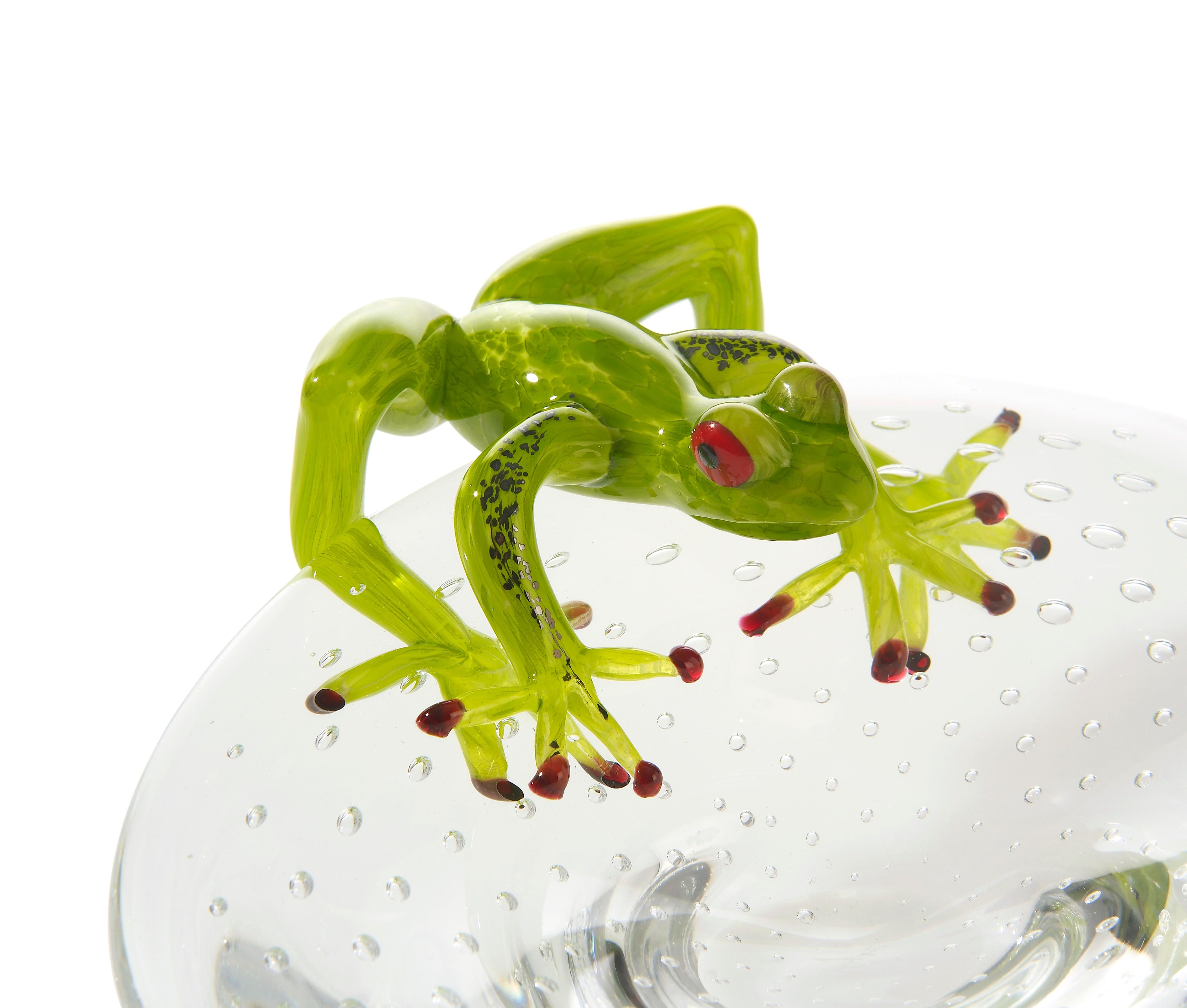 Modern Tray with Frog, in Glass, Italy For Sale