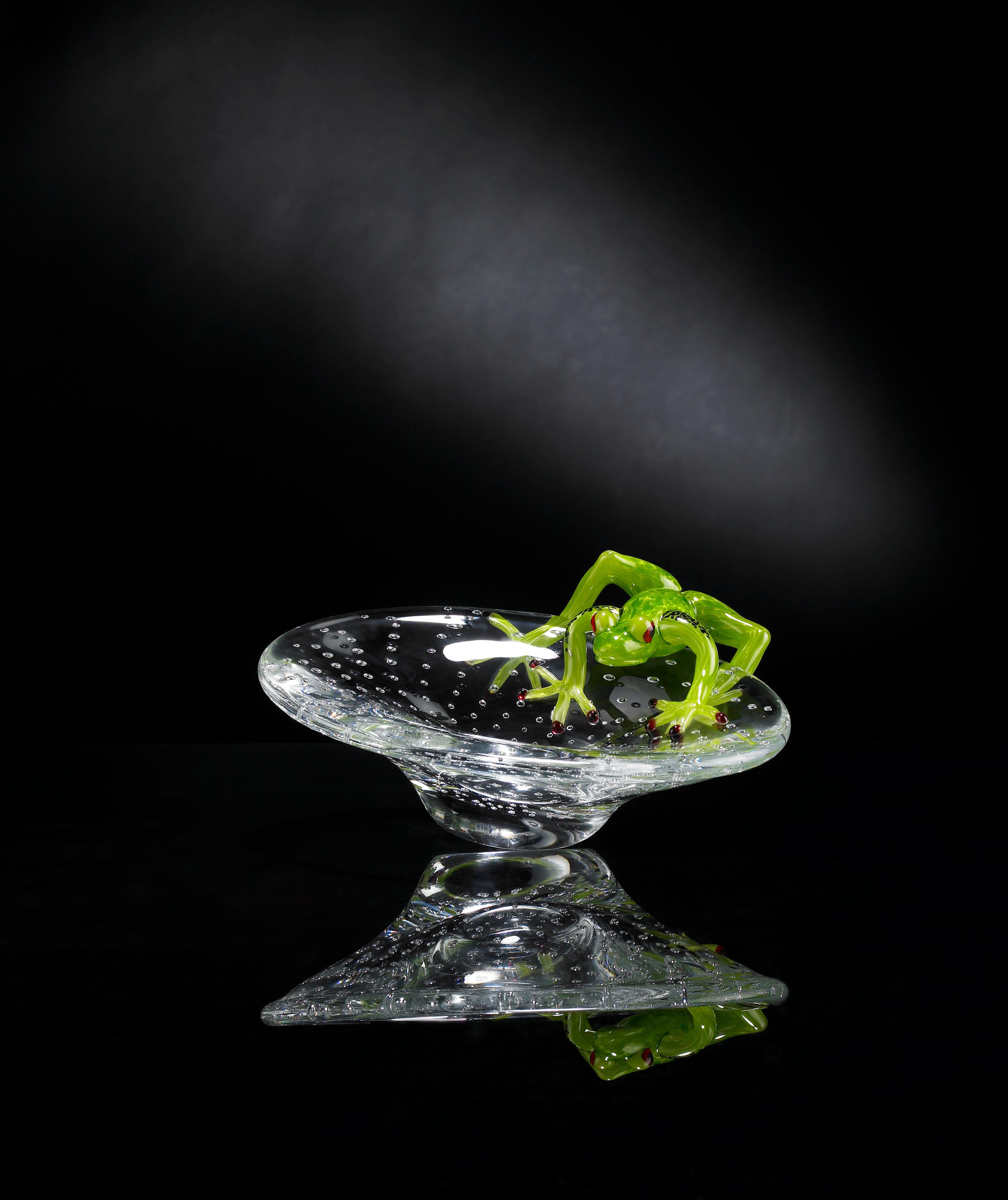 Tray with Frog, in Glass, Italy In New Condition For Sale In Treviso, Treviso