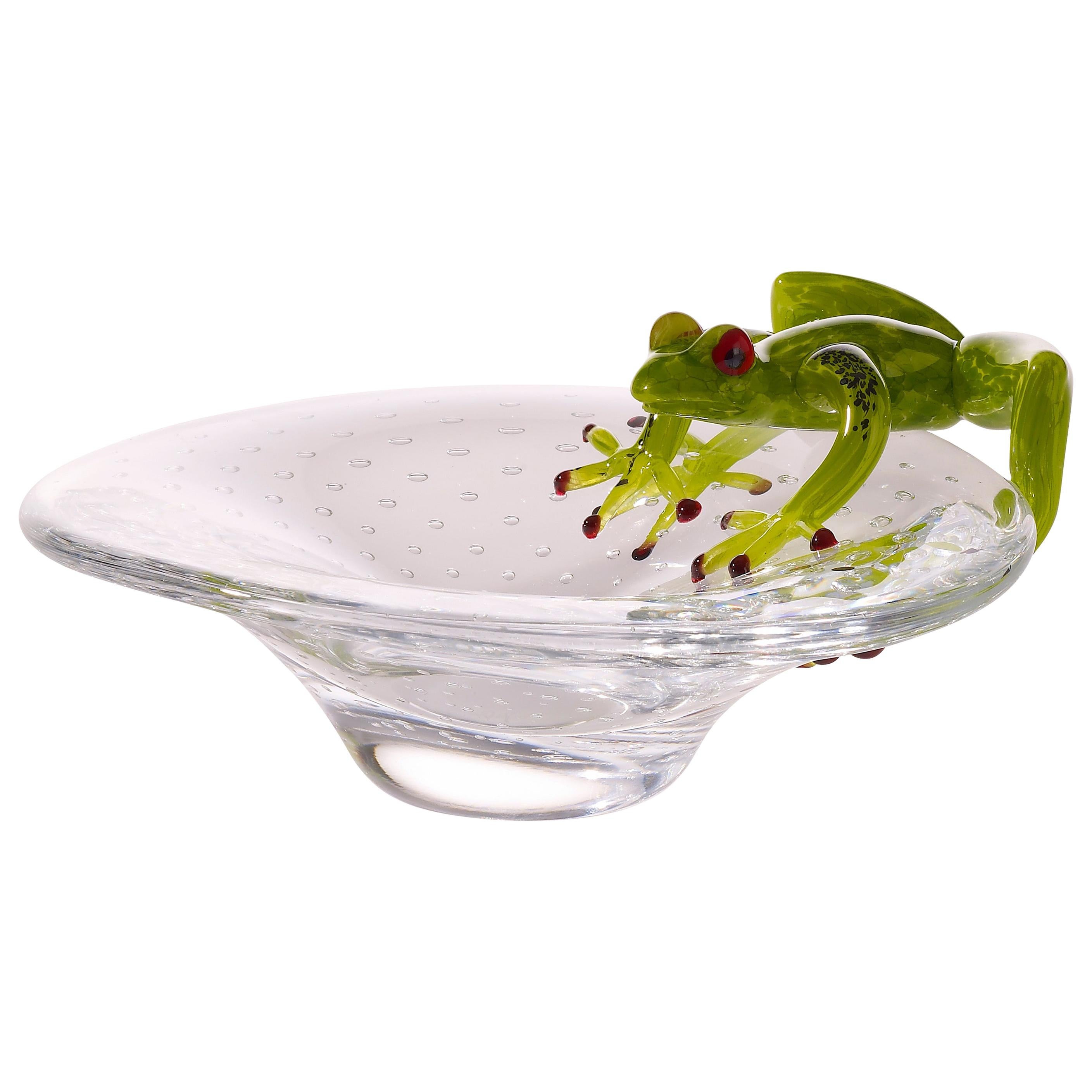 Tray with Frog, in Glass, Italy For Sale