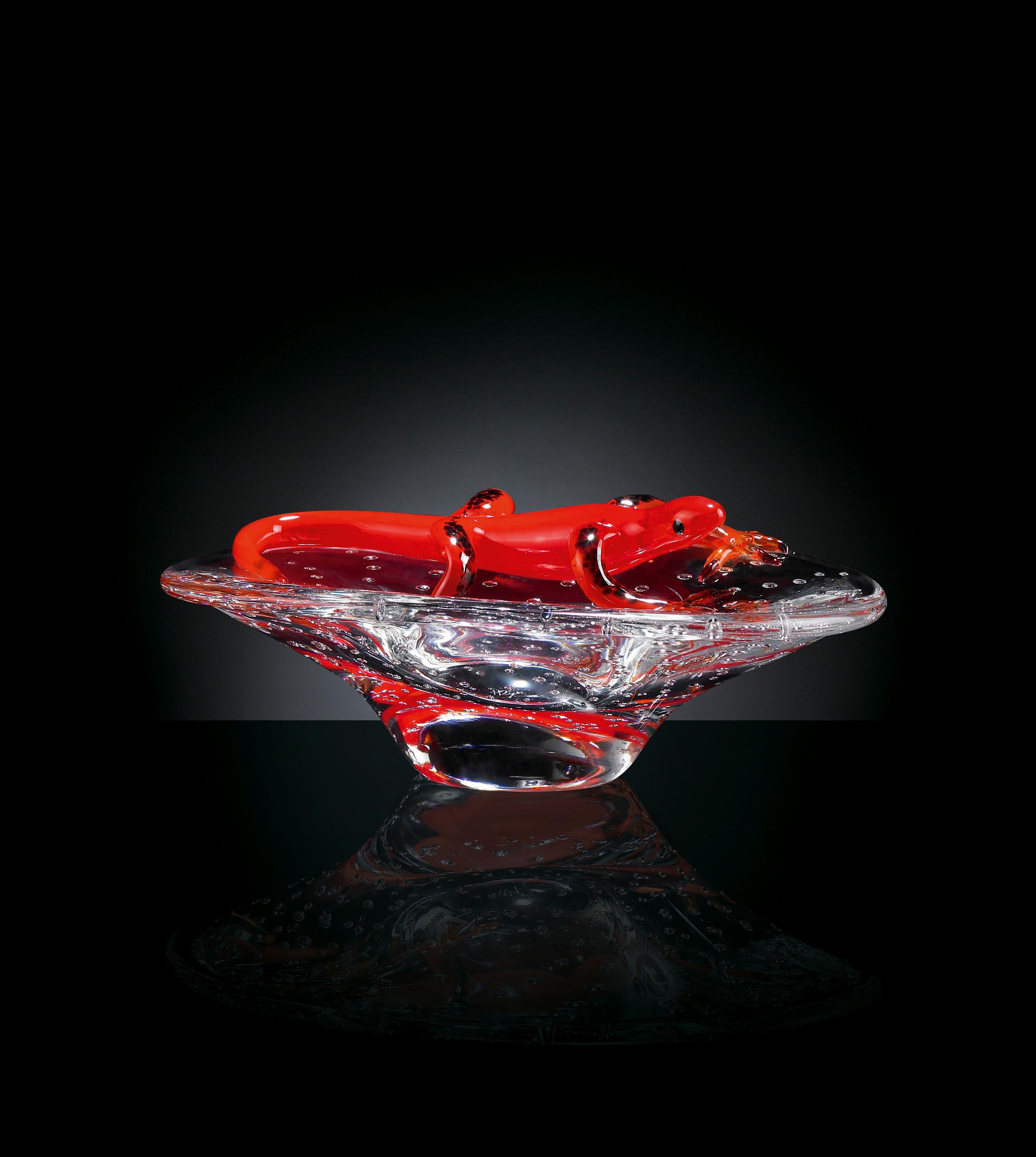 Modern Tray with Geko, in Glass, Italy For Sale
