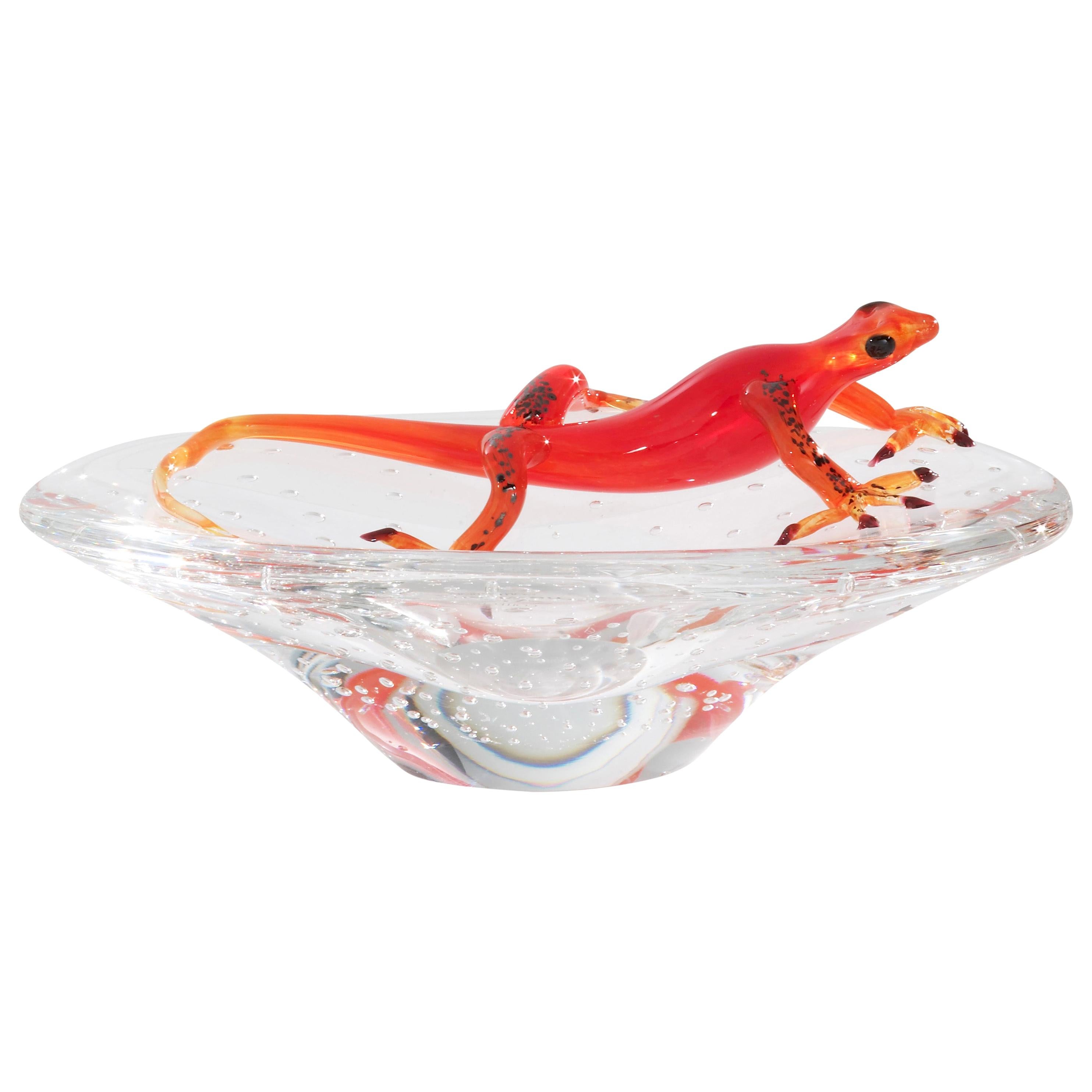 Tray with Geko, in Glass, Italy For Sale