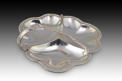 Tray with handle. Metal. Around 1900.