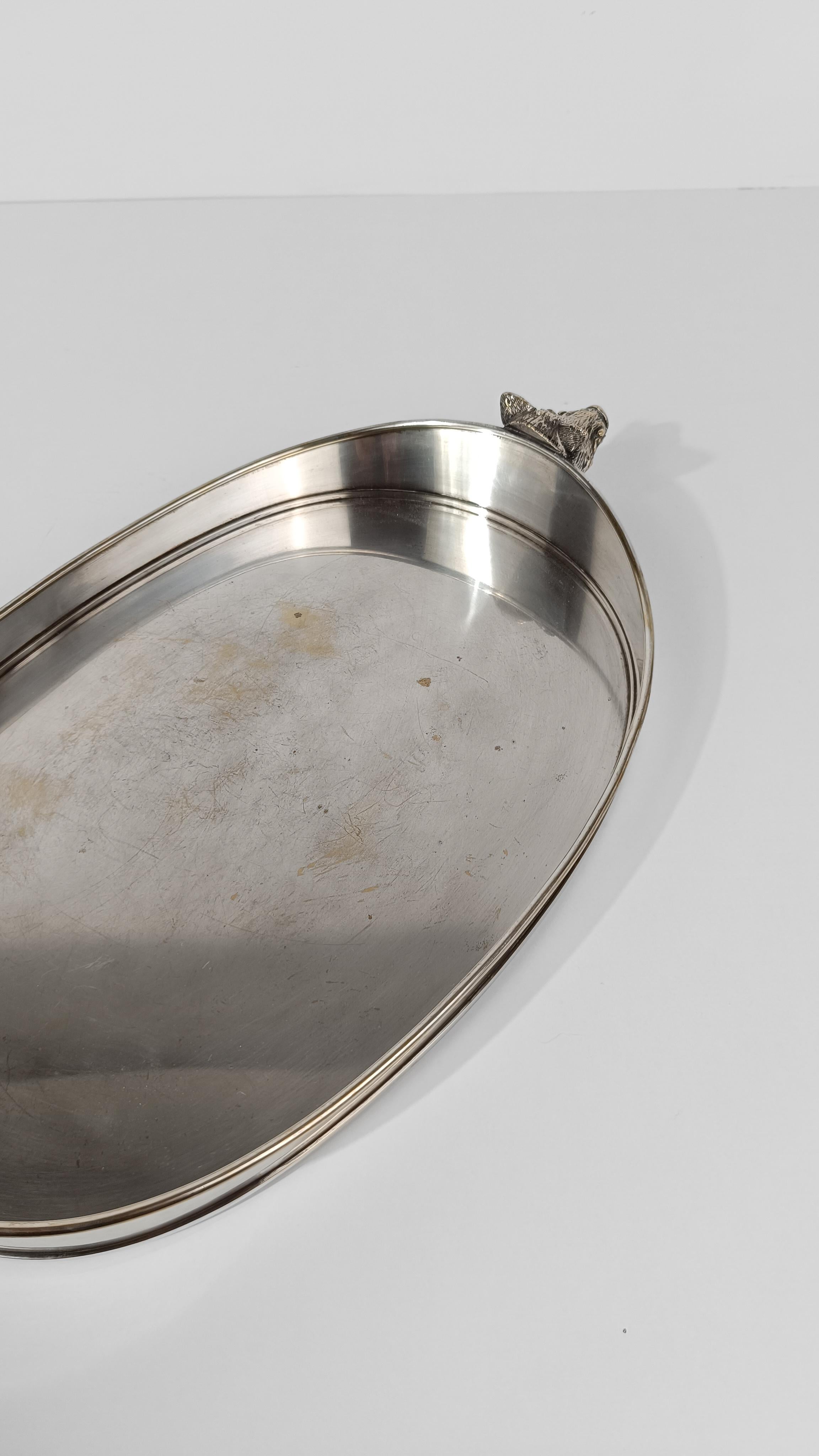 Tray with Handles in the Shape of a Boar's head attributable to Valenti, 70s For Sale 3