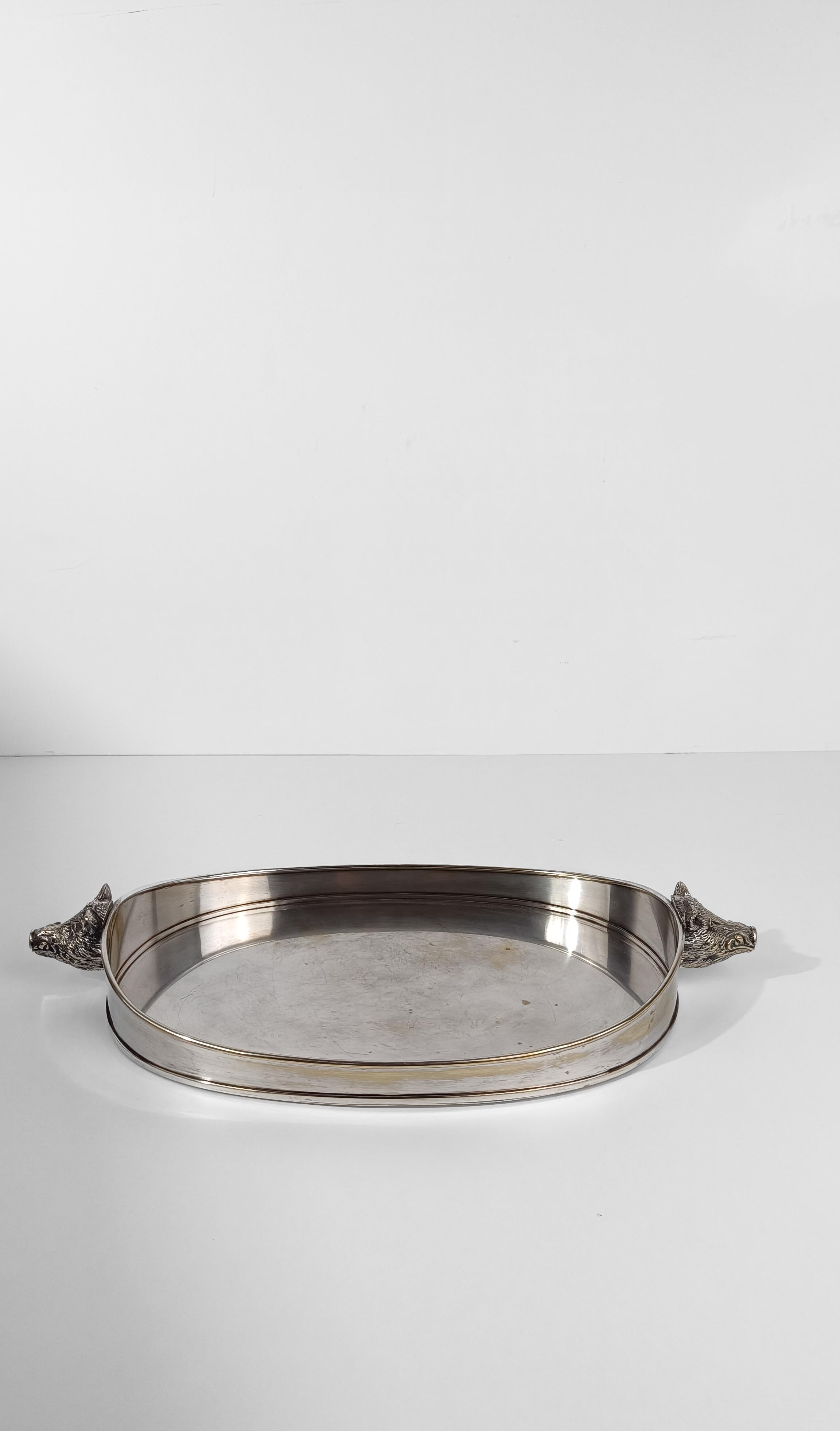 Tray with Handles in the Shape of a Boar's head attributable to Valenti, 70s For Sale 4