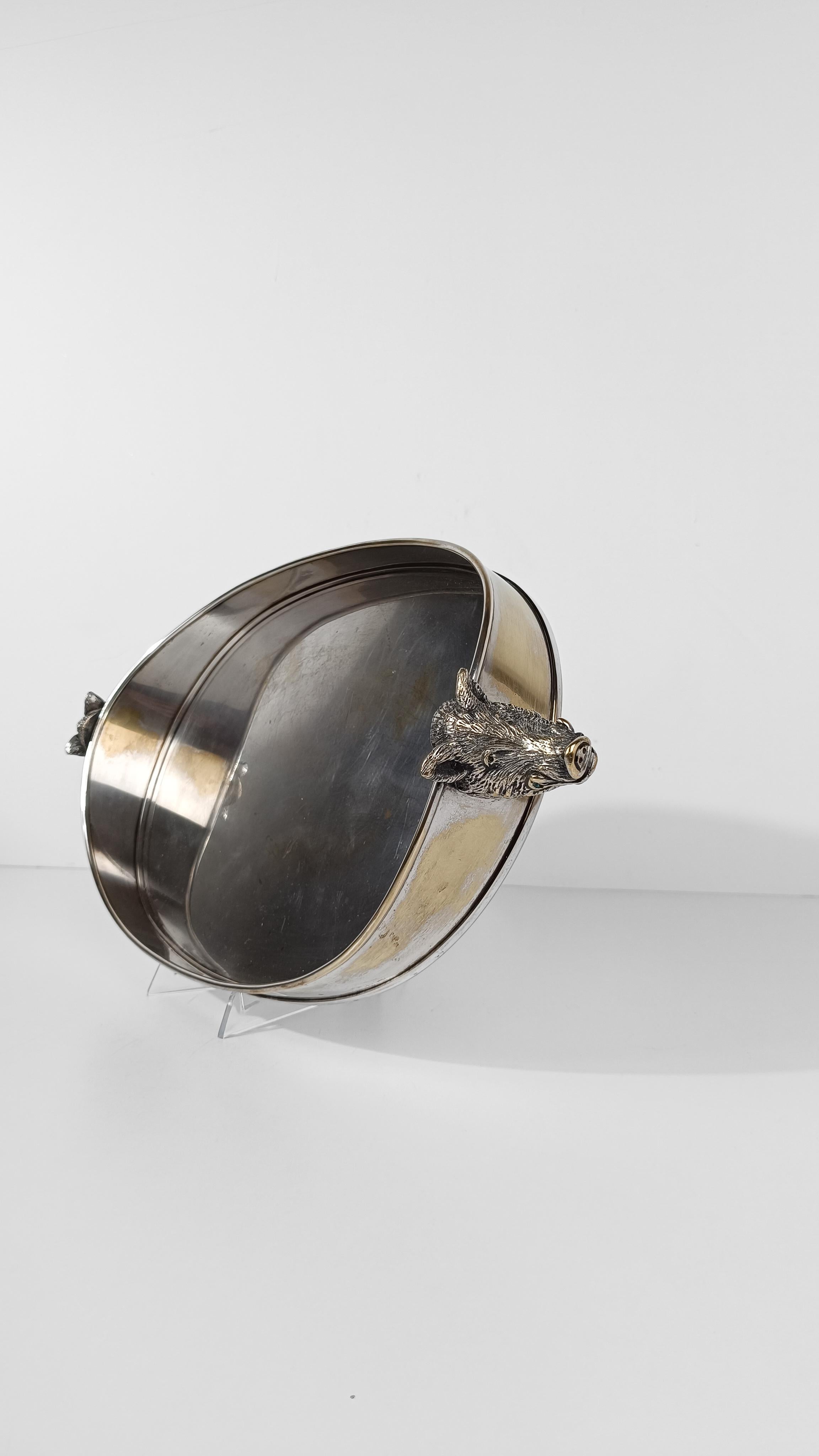 Tray with Handles in the Shape of a Boar's head attributable to Valenti, 70s For Sale 7