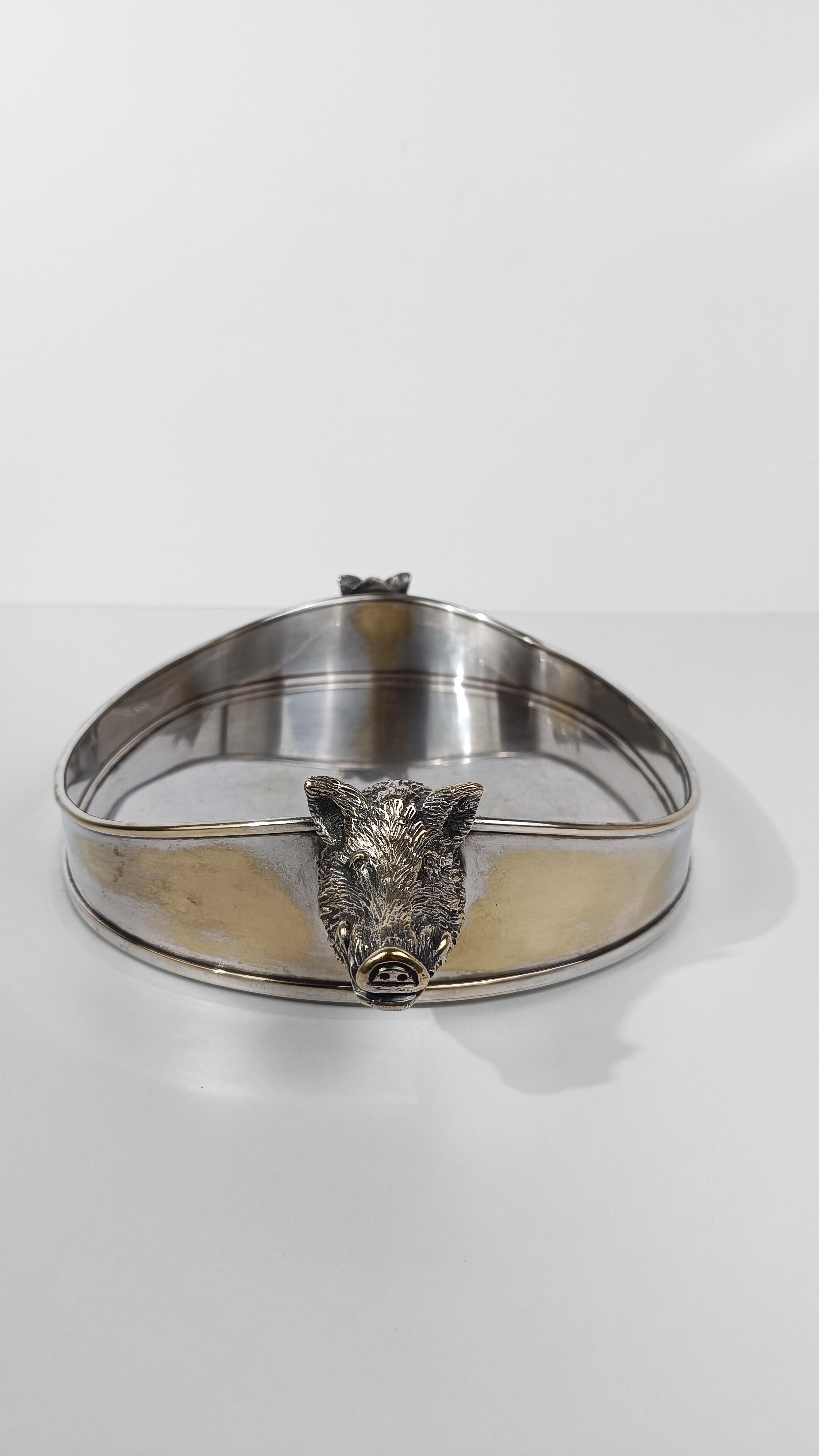 Tray with Handles in the Shape of a Boar's head attributable to Valenti, 70s For Sale 8