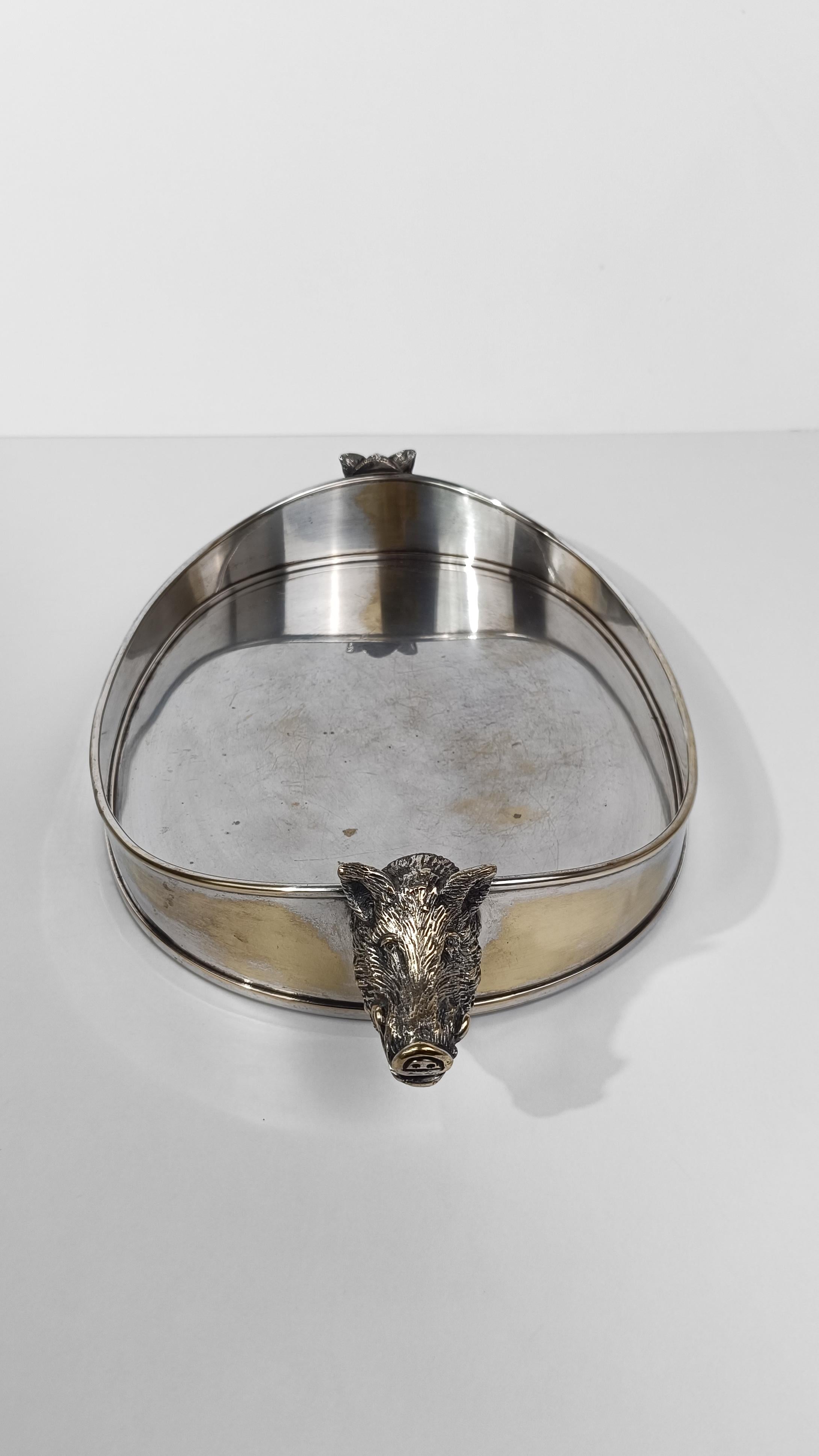 Tray with Handles in the Shape of a Boar's head attributable to Valenti, 70s For Sale 9