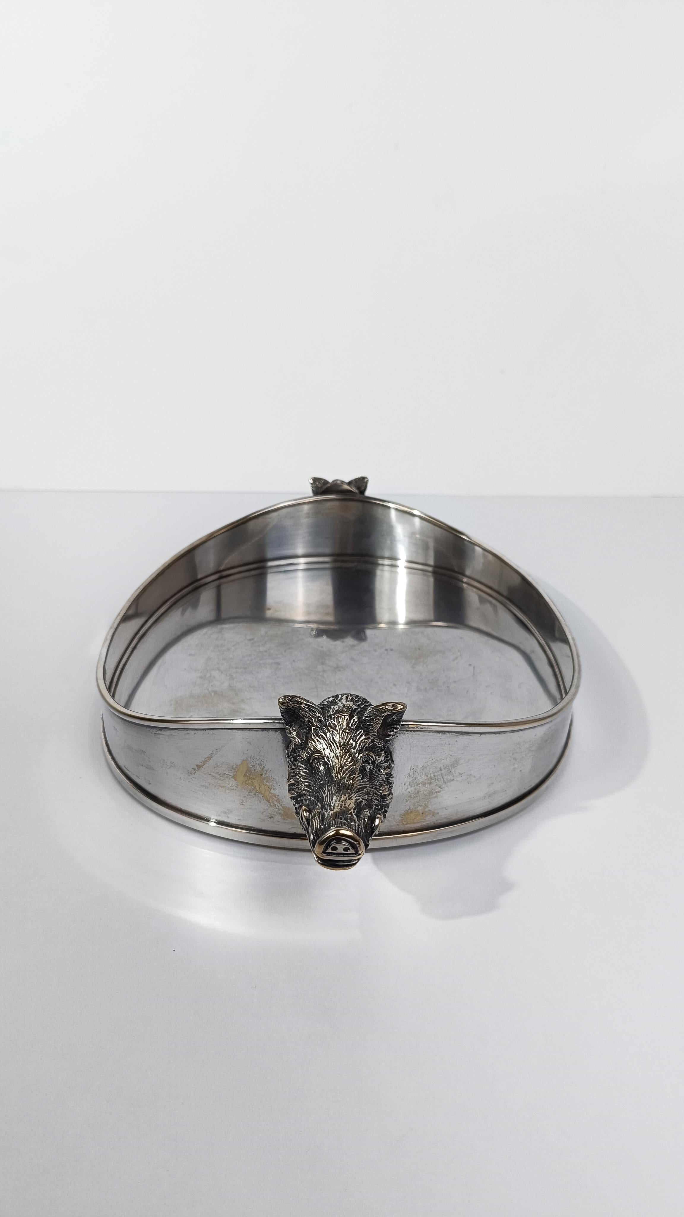 Tray with Handles in the Shape of a Boar's head attributable to Valenti, 70s For Sale 11