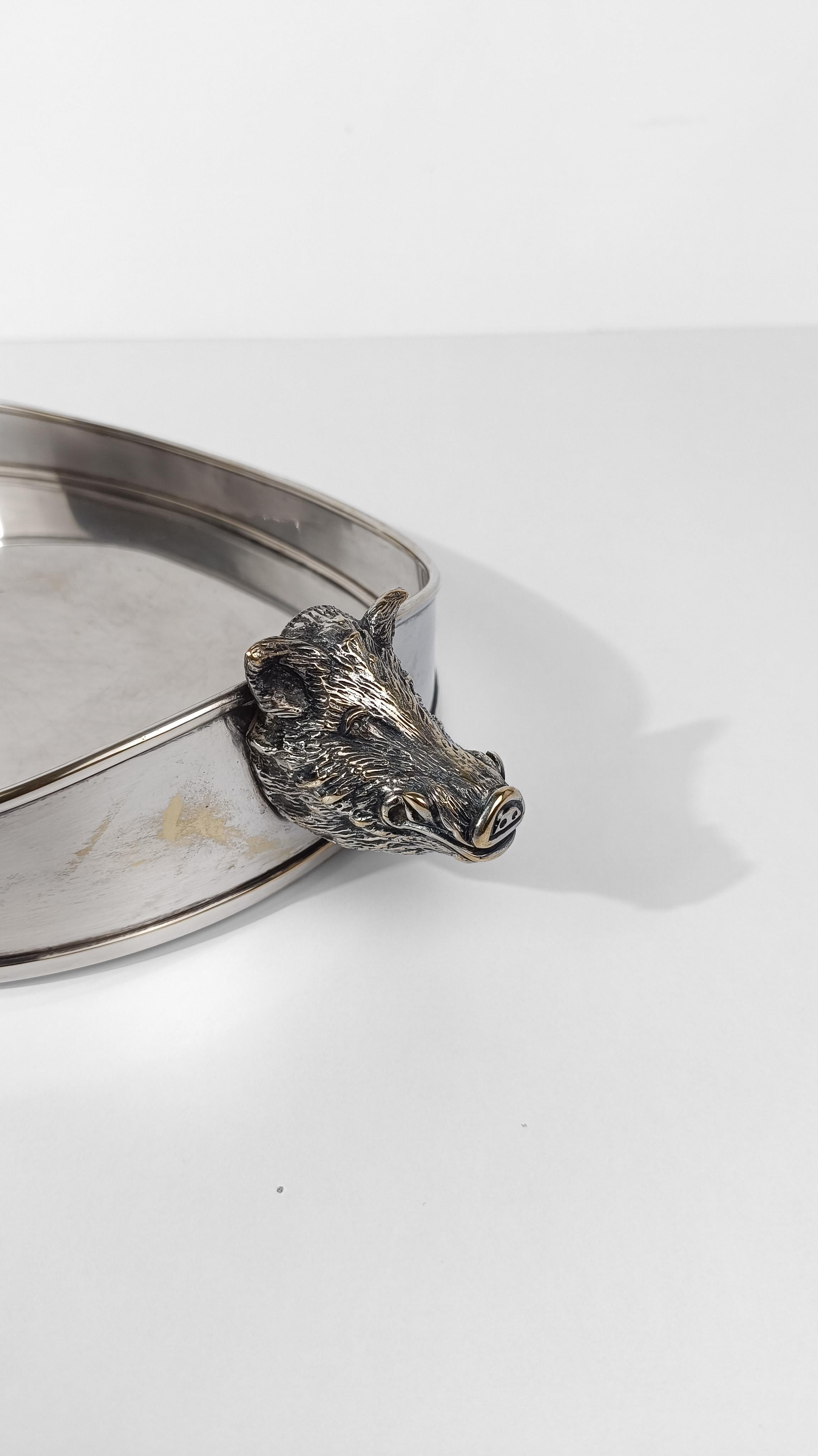 Tray with Handles in the Shape of a Boar's head attributable to Valenti, 70s For Sale 12