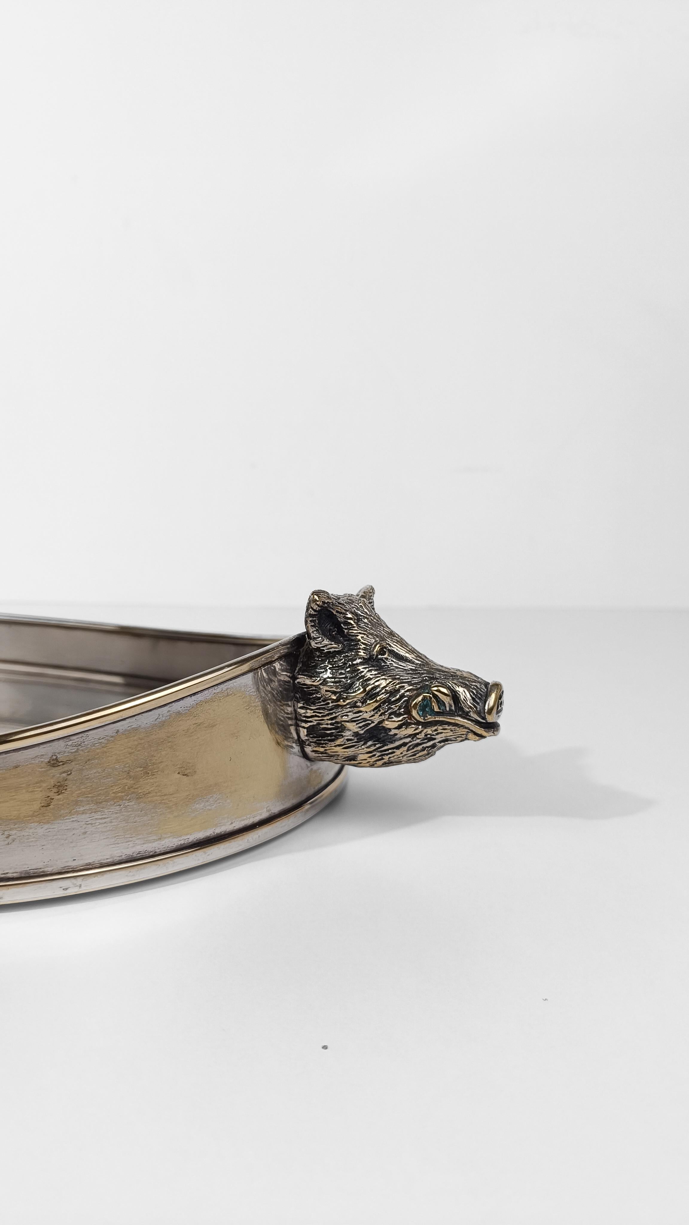 Tray with Handles in the Shape of a Boar's head attributable to Valenti, 70s For Sale 13