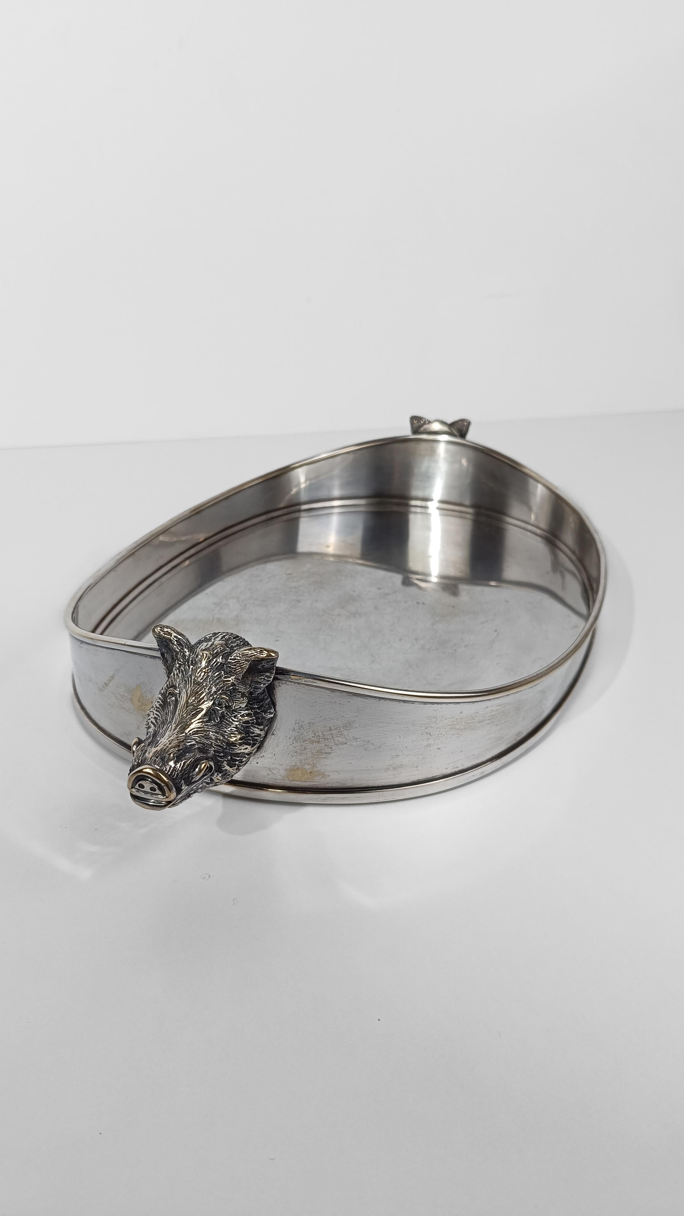 Tray with Handles in the Shape of a Boar's head attributable to Valenti, 70s For Sale 1