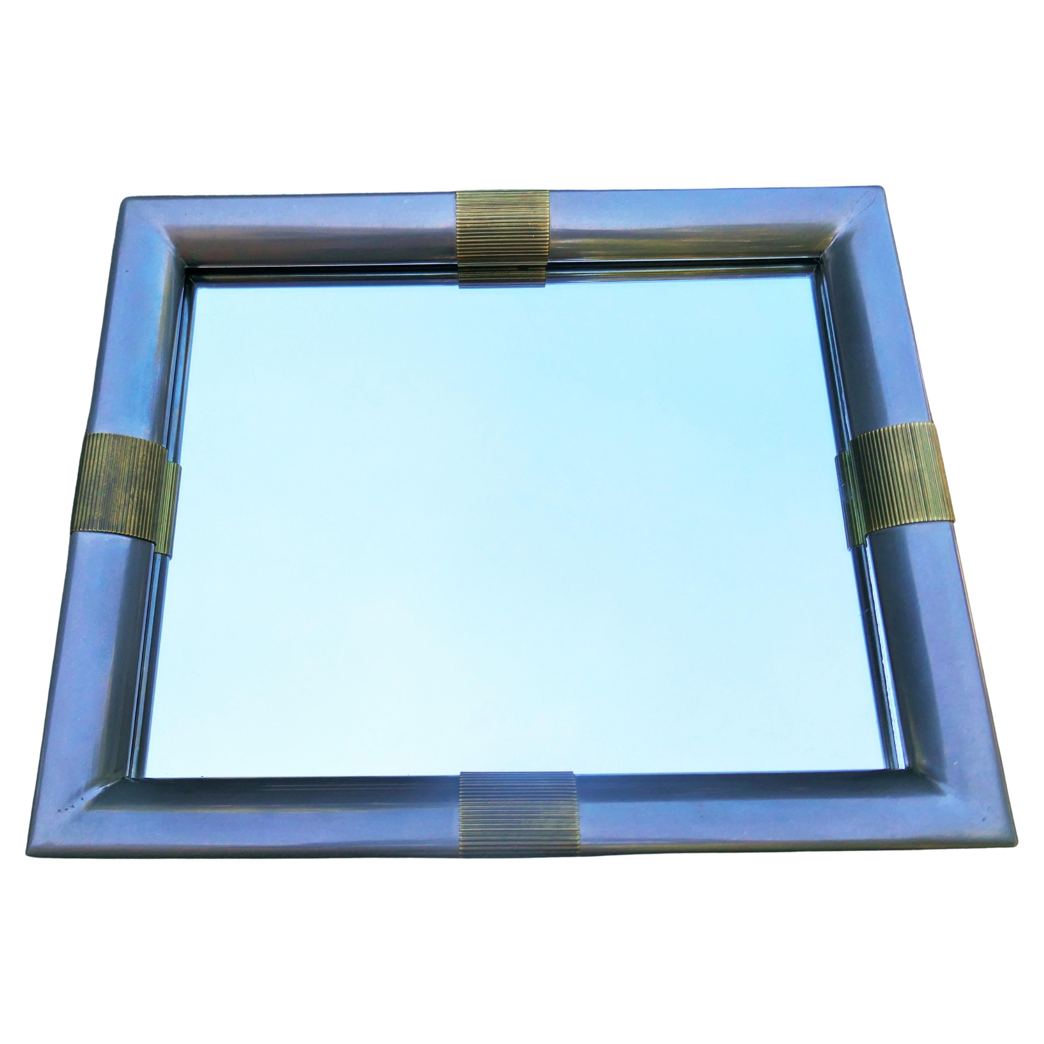 Italian Tray with mirror by Tommaso Barbi in vendita