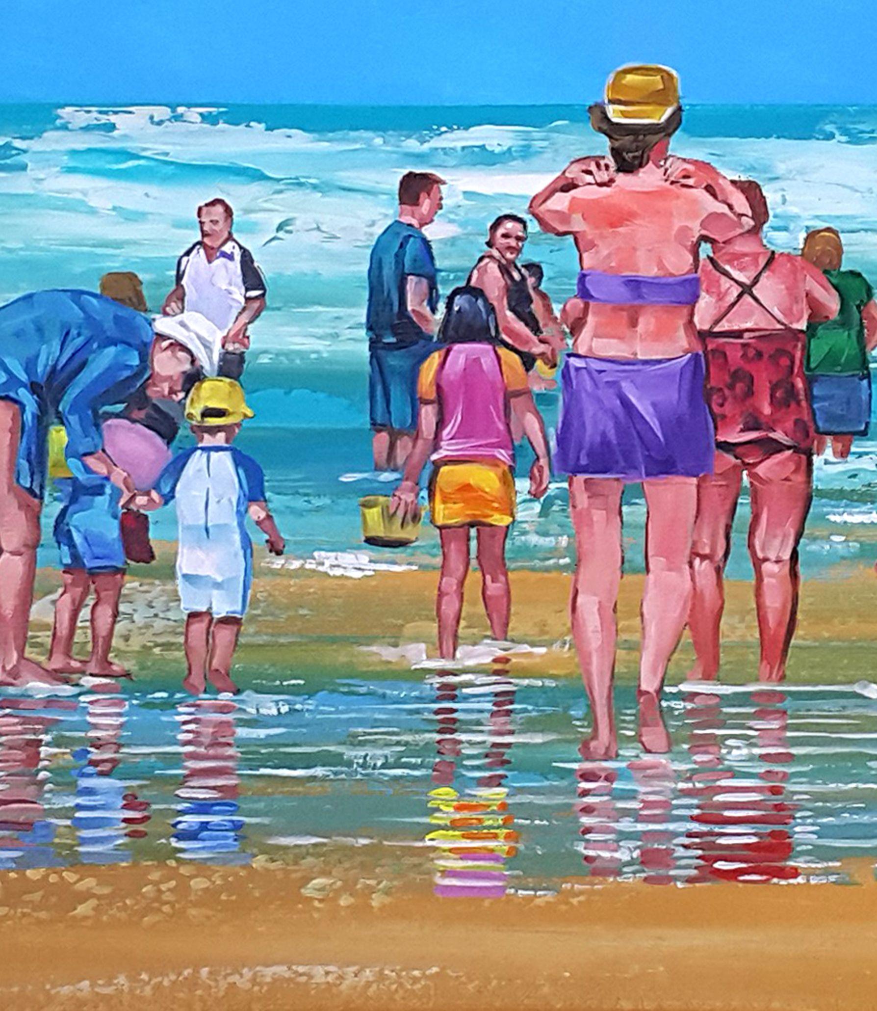 At the Beach  Summer  Vacation, Painting, Acrylic on Canvas For Sale 2