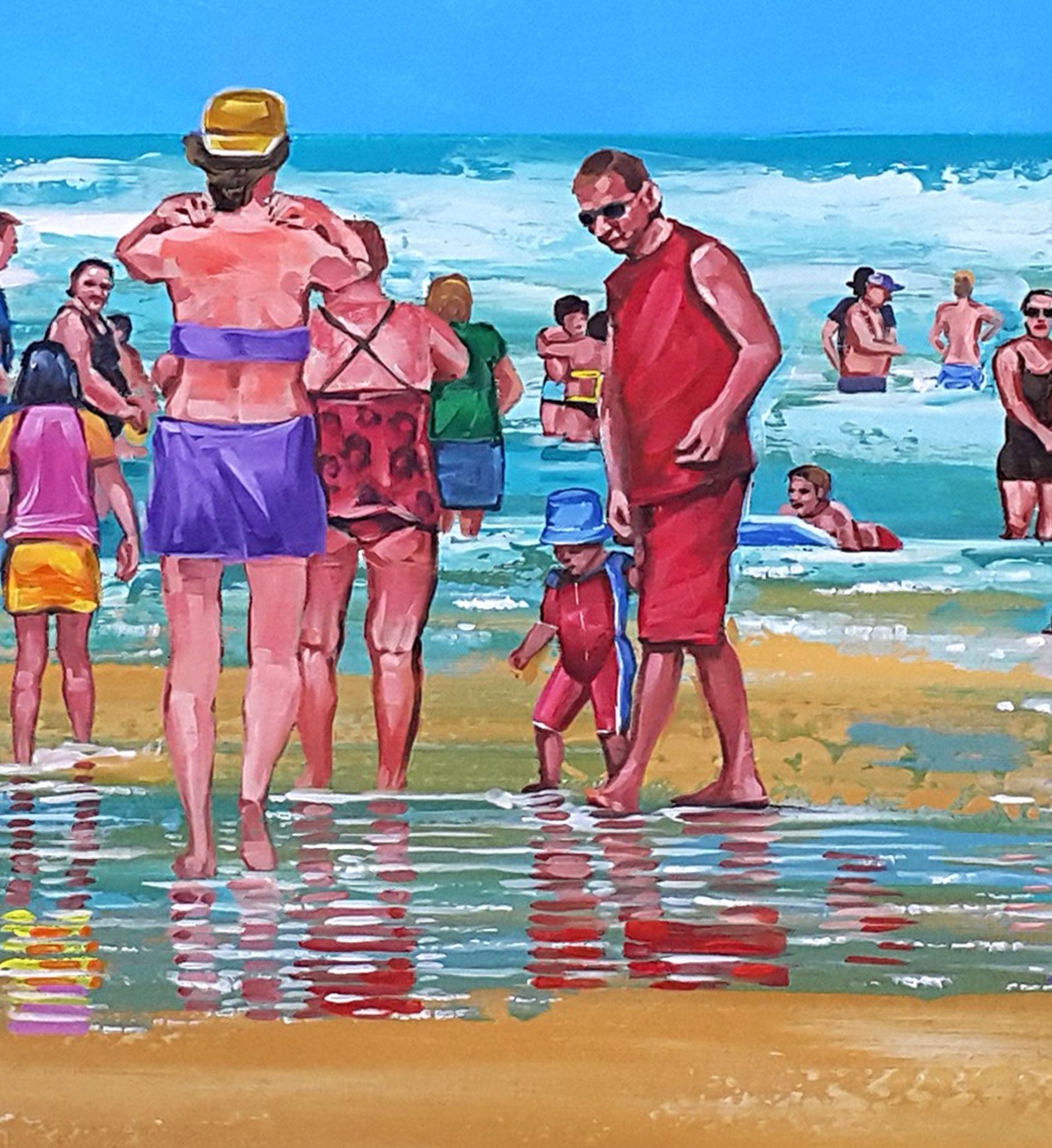 At the Beach  Summer  Vacation, Painting, Acrylic on Canvas For Sale 3