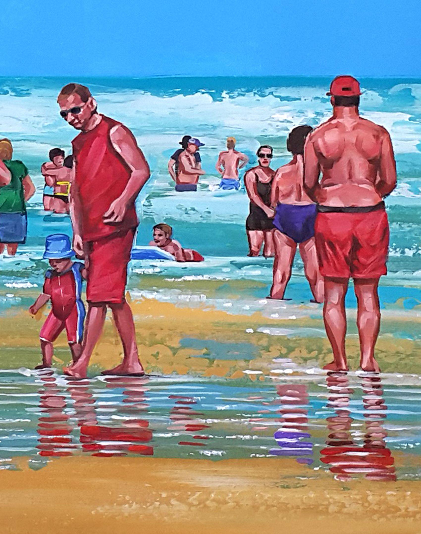 At the Beach  Summer  Vacation, Painting, Acrylic on Canvas For Sale 4
