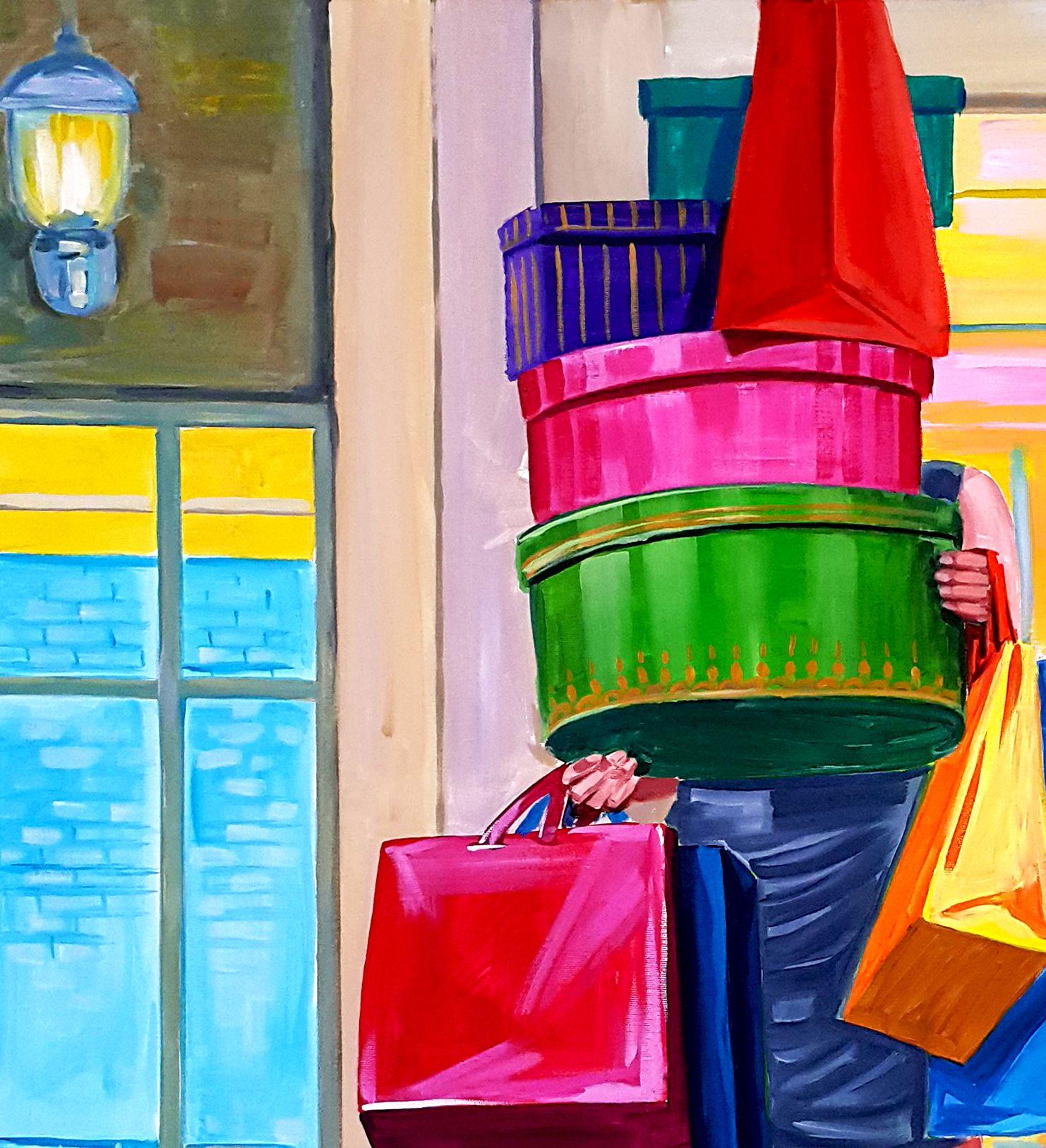 Shopping, Painting, Acrylic on Canvas For Sale 1