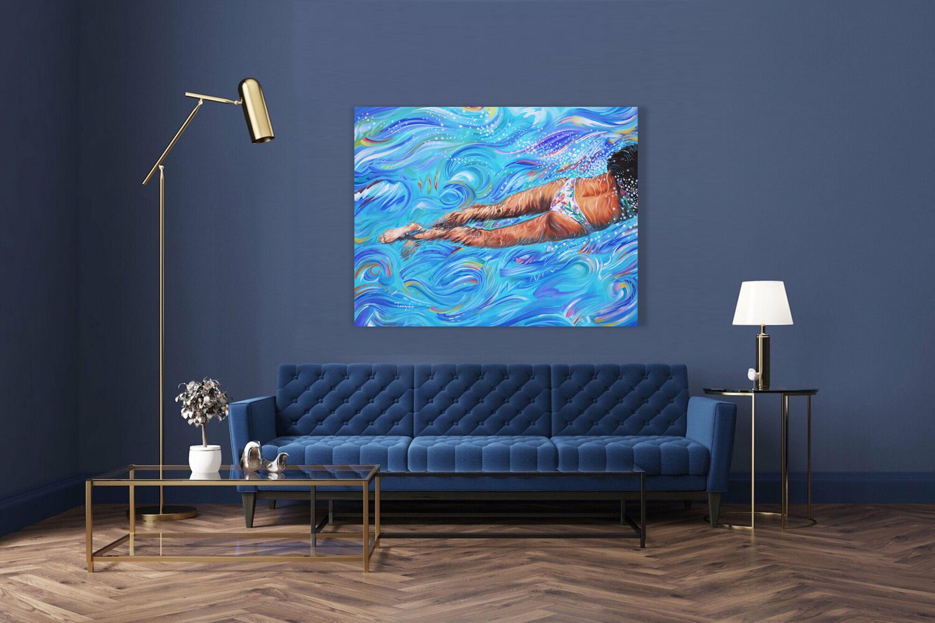 Wasser ist alles, Malerei, Acryl auf Leinwand im Angebot 1