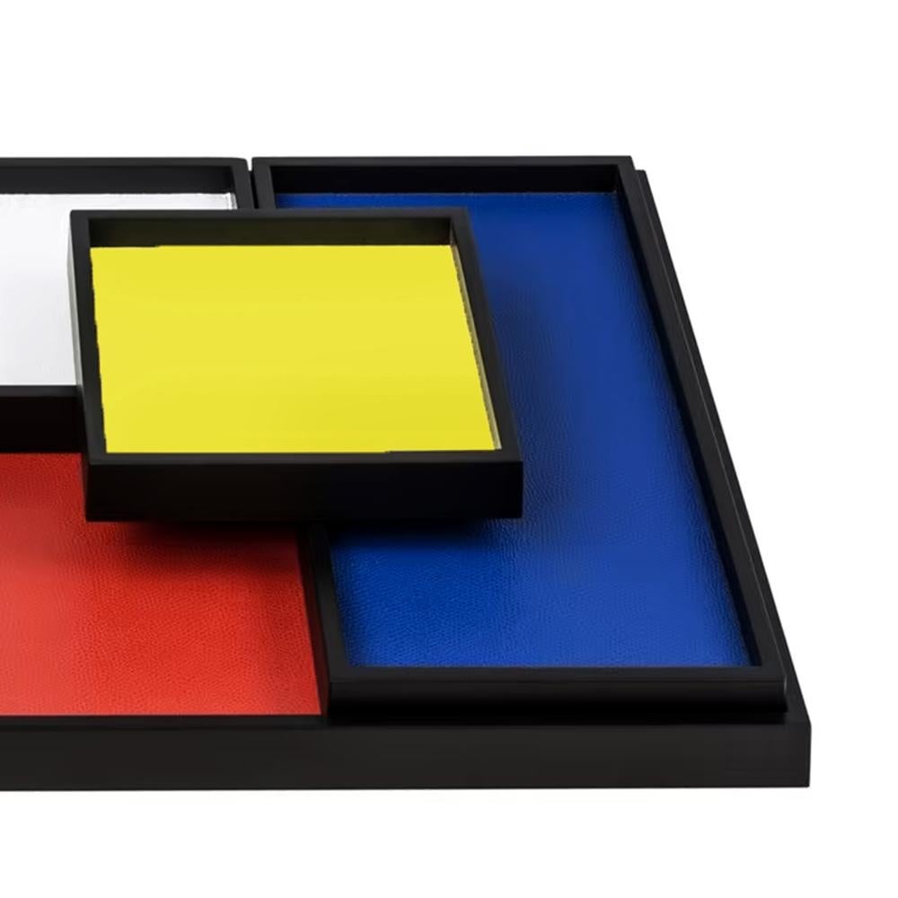 Italian Trays Mondrian Style Set of 5 For Sale