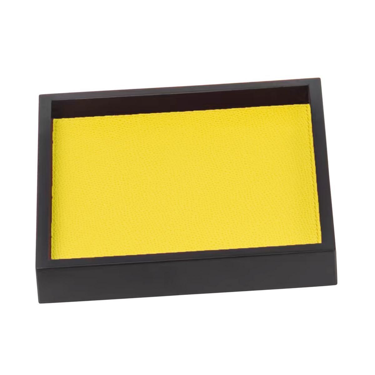 Leather Trays Mondrian Style Set of 5 For Sale