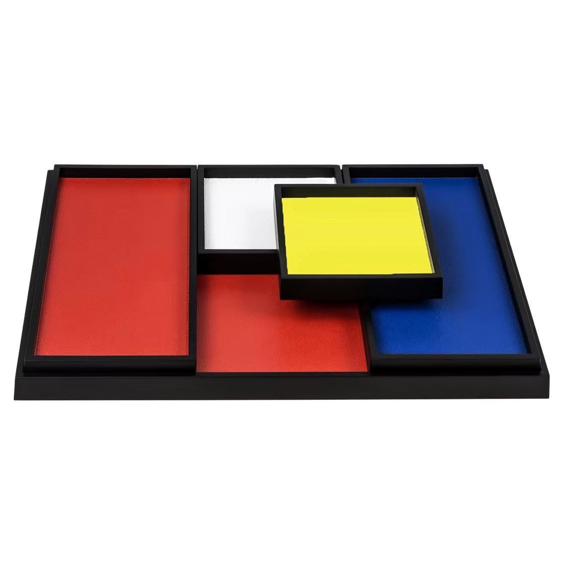 Tabletts im Mondrian-Stil, 5er-Set im Angebot