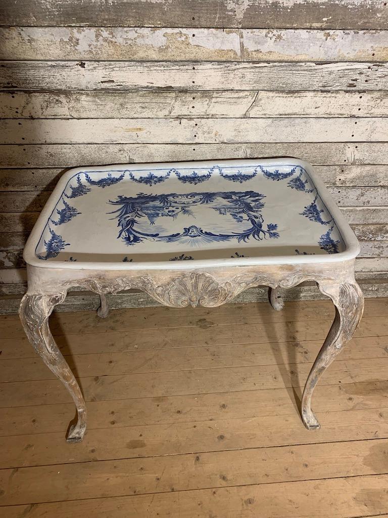 Rococo Traytable made in Rörstrand, Sweden around 1770 For Sale