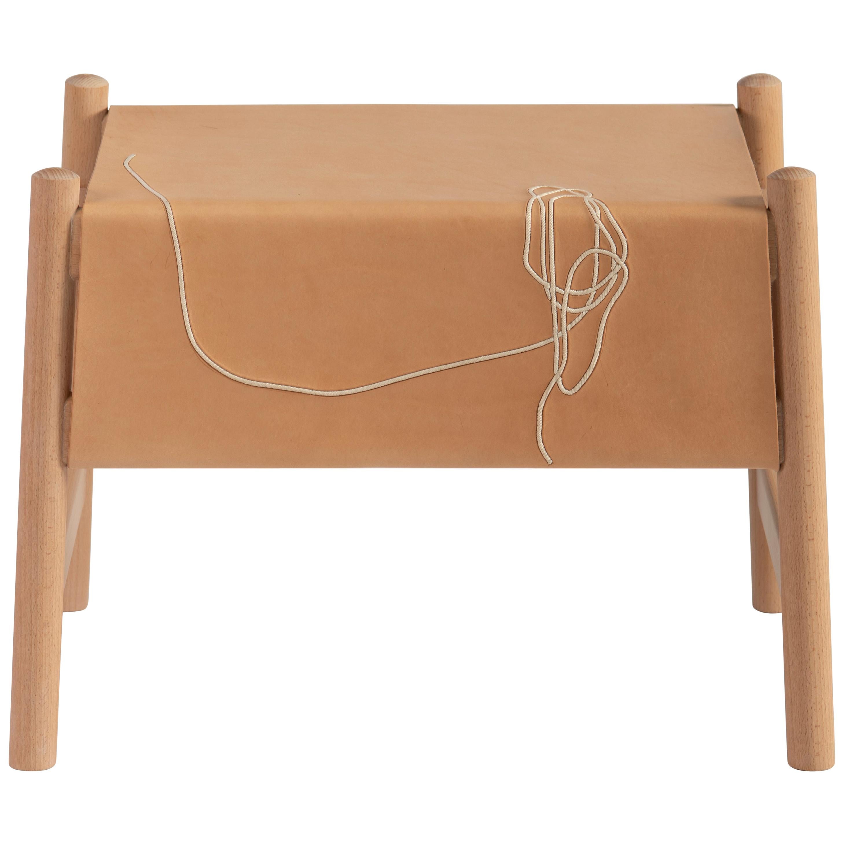Trazo Natural Cowhide Stool, Beech Wood For Sale