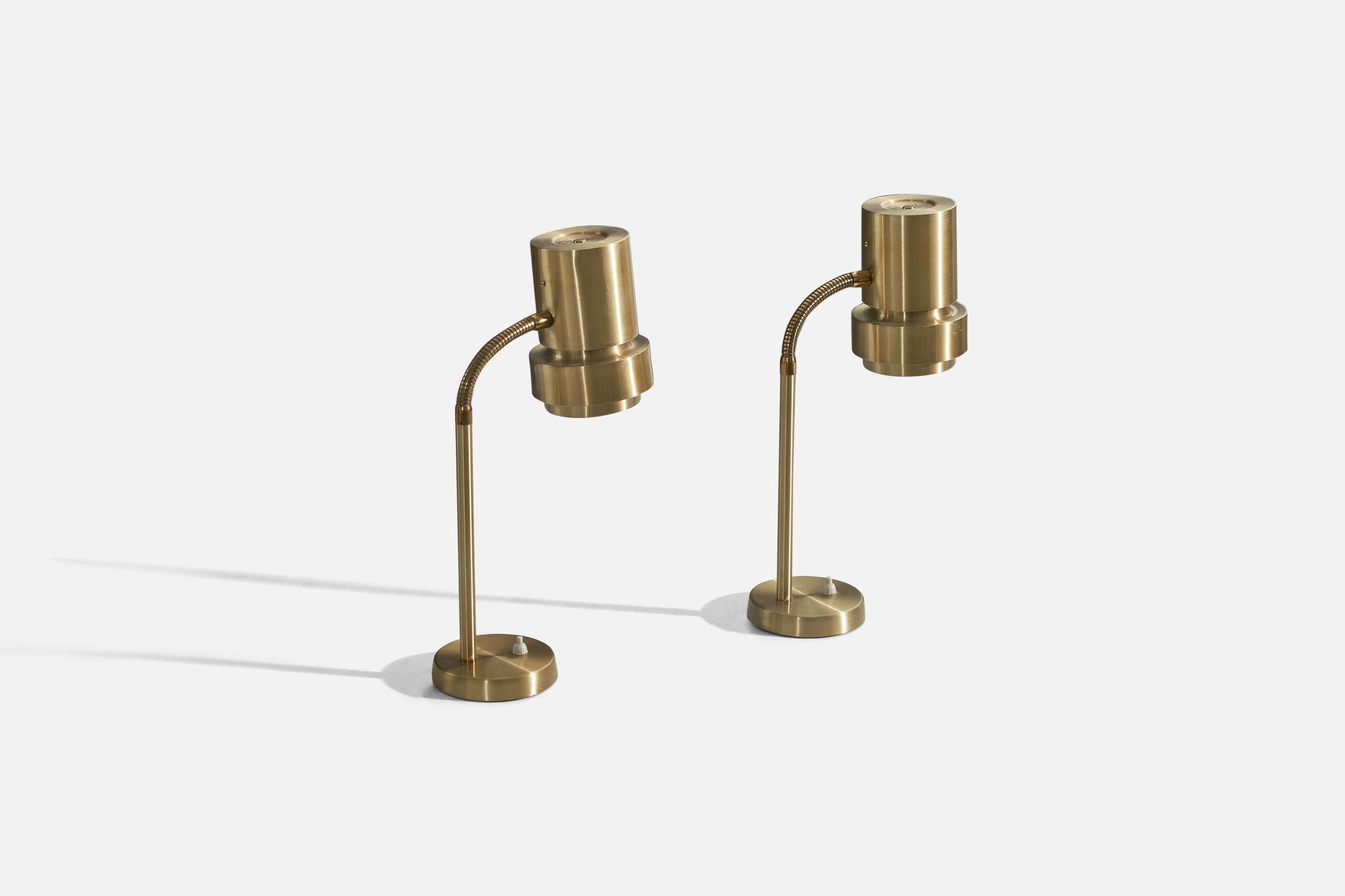 Mid-Century Modern Tr&Co, Table Lamps, Brass, Norway, 1960s For Sale
