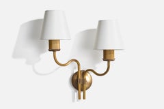 TR&co, Wall Light, Brass, Fabric, Norway, 1950s