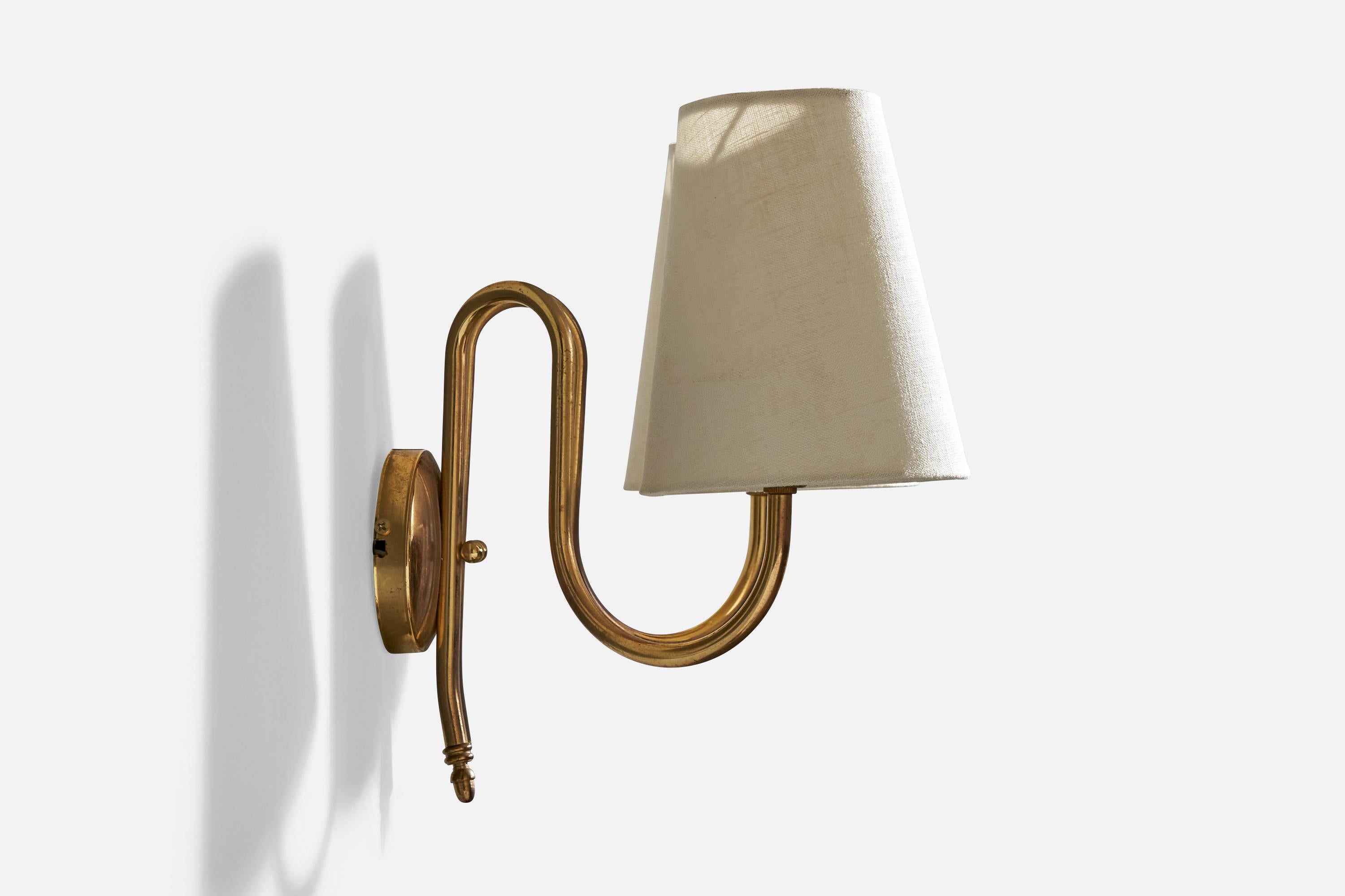 Tr&Co, Wall Lights, Brass, Fabric, Norway, 1960s 4