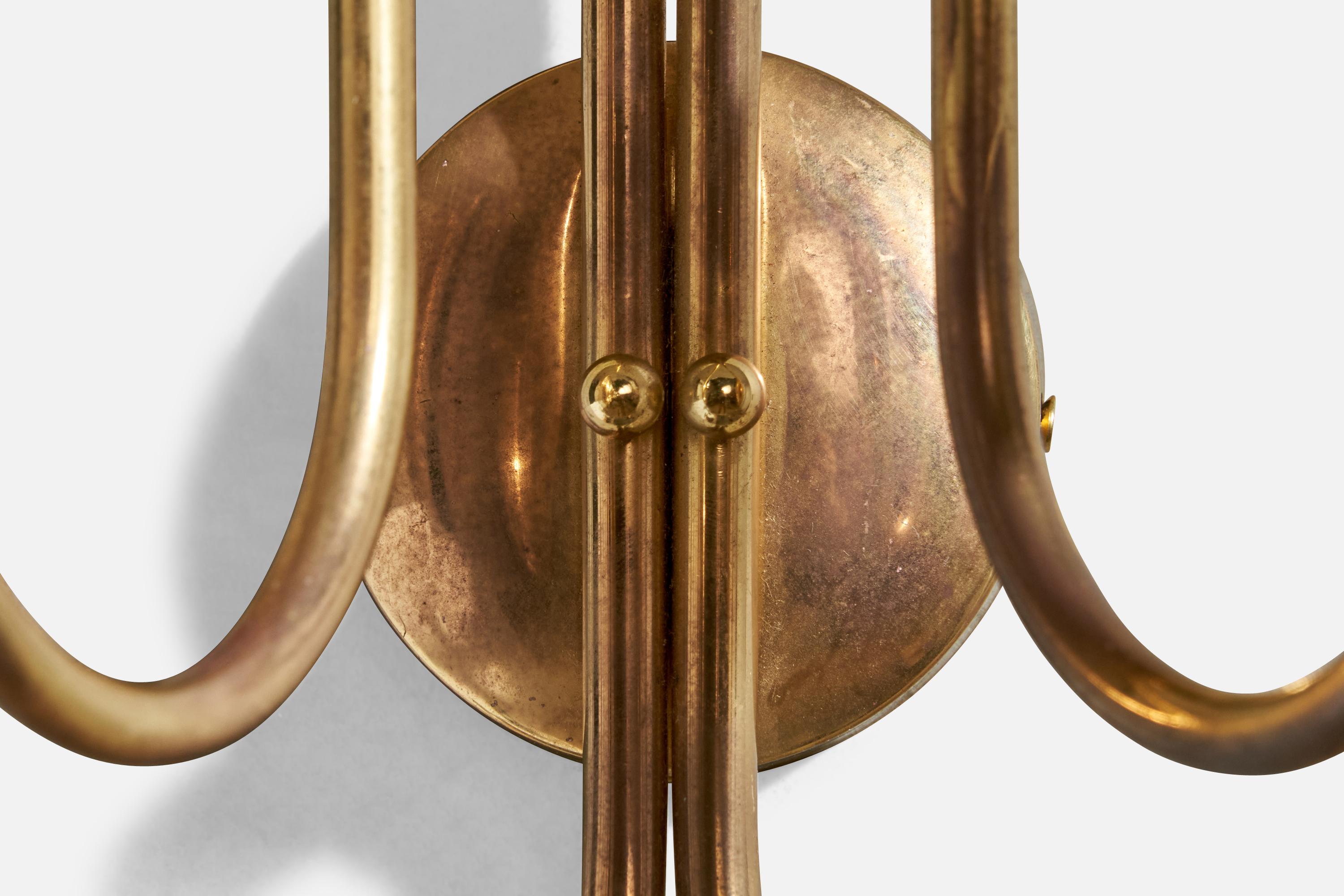 Norwegian Tr&Co, Wall Lights, Brass, Fabric, Norway, 1960s