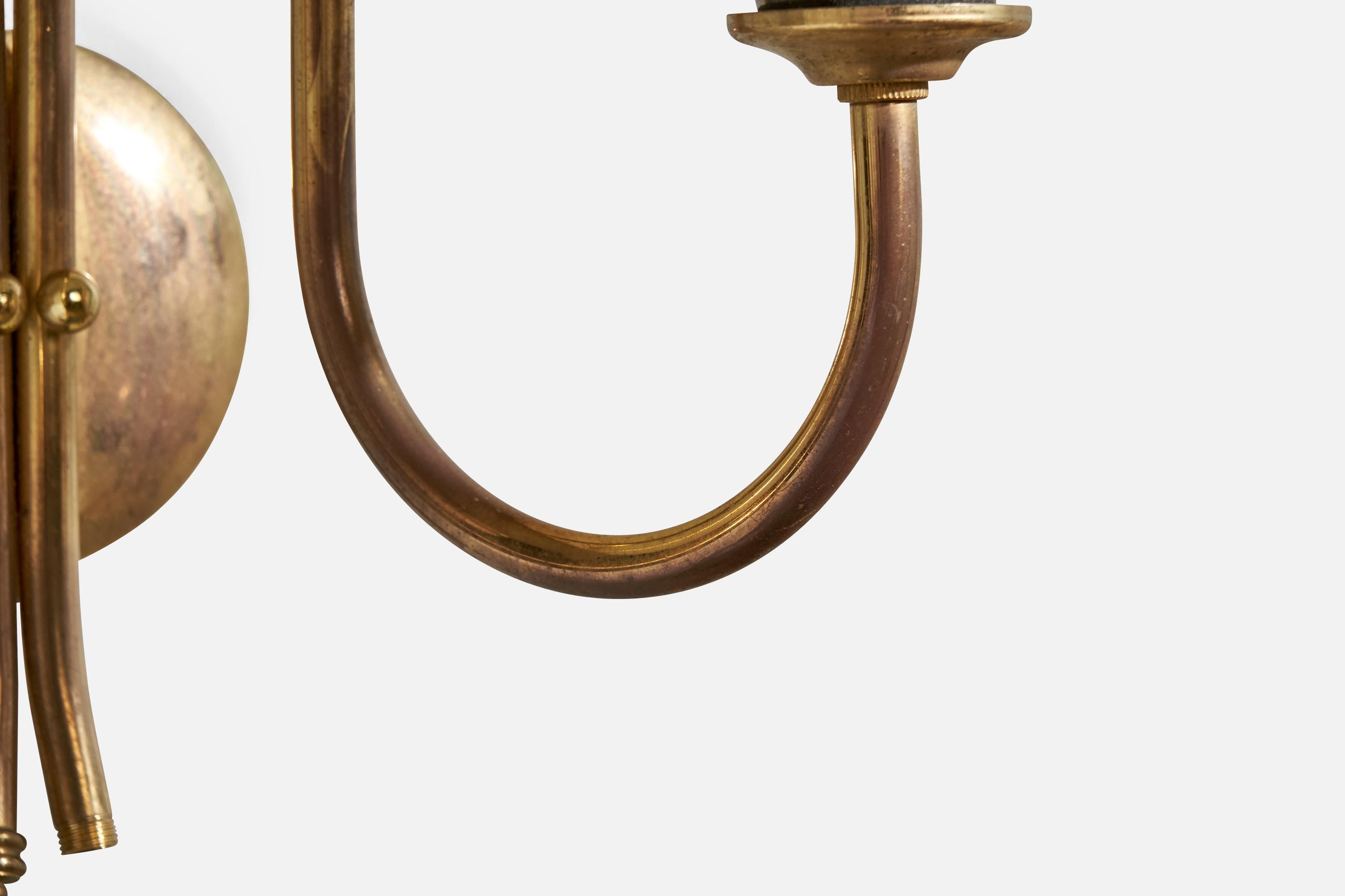 Tr&Co, Wall Lights, Brass, Fabric, Norway, 1960s In Good Condition In High Point, NC