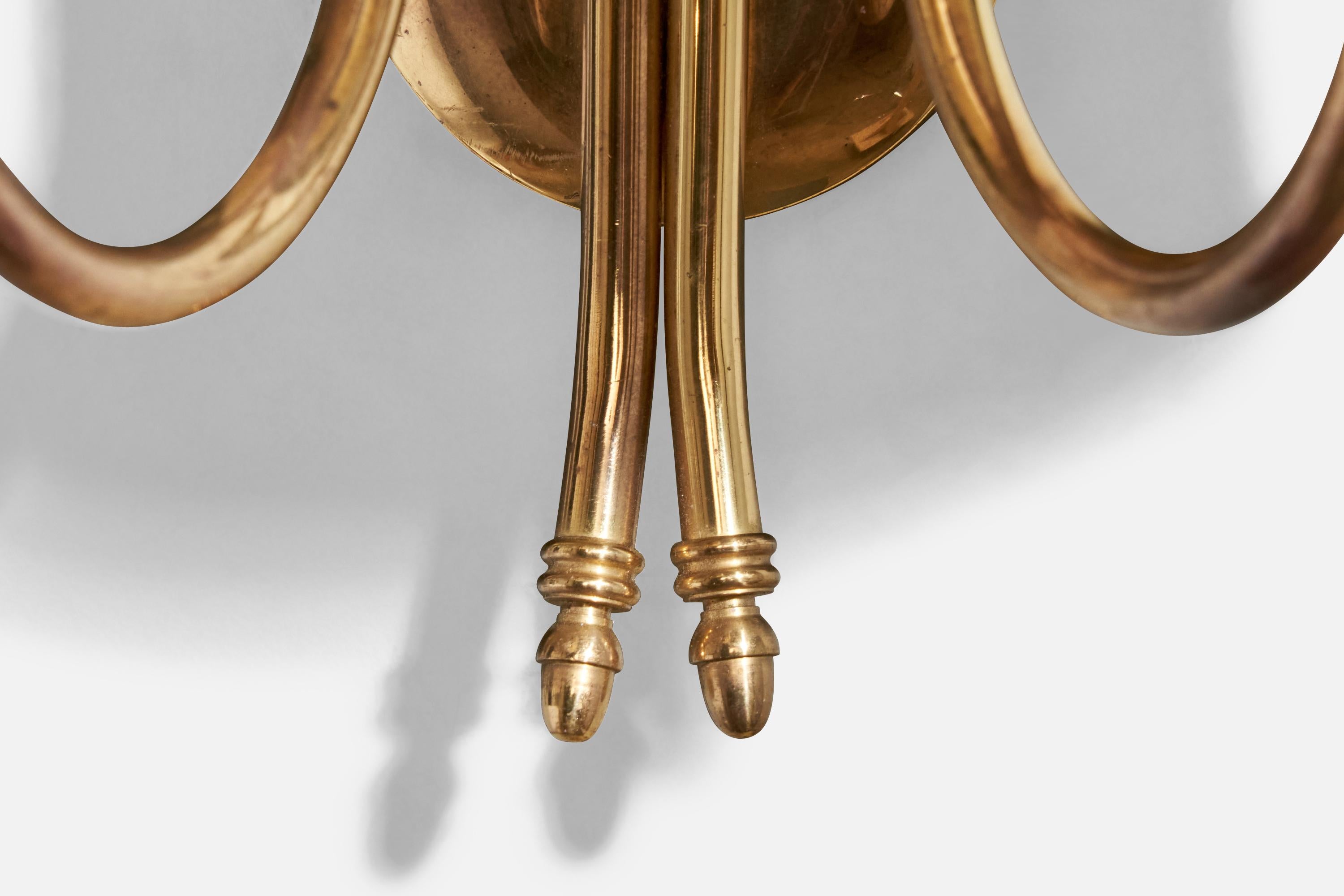 Tr&Co, Wall Lights, Brass, Fabric, Norway, 1960s 1