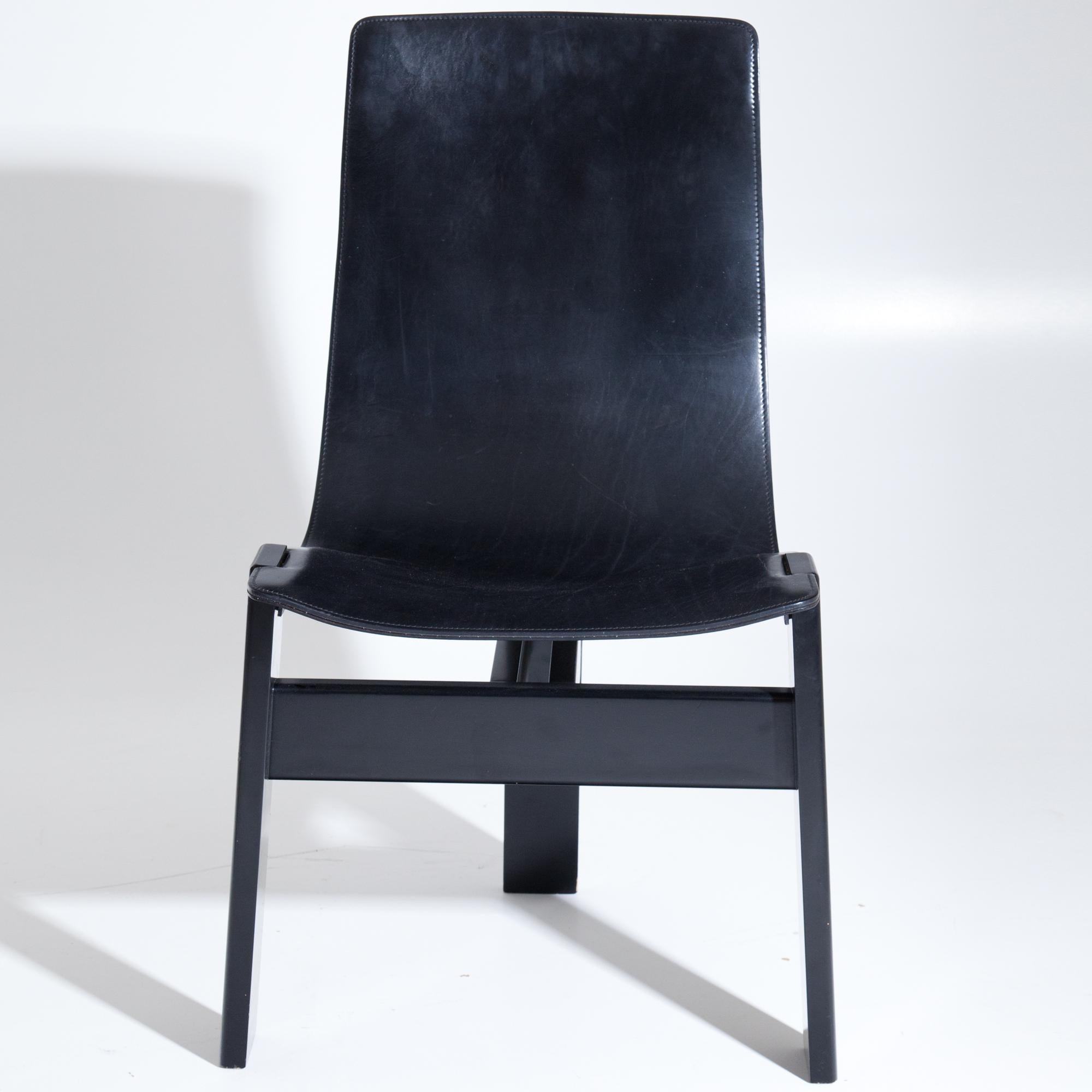 Leather TRE 3‘ Chairs by Angelo Mangiarotti, Italy, 1970s-1980s