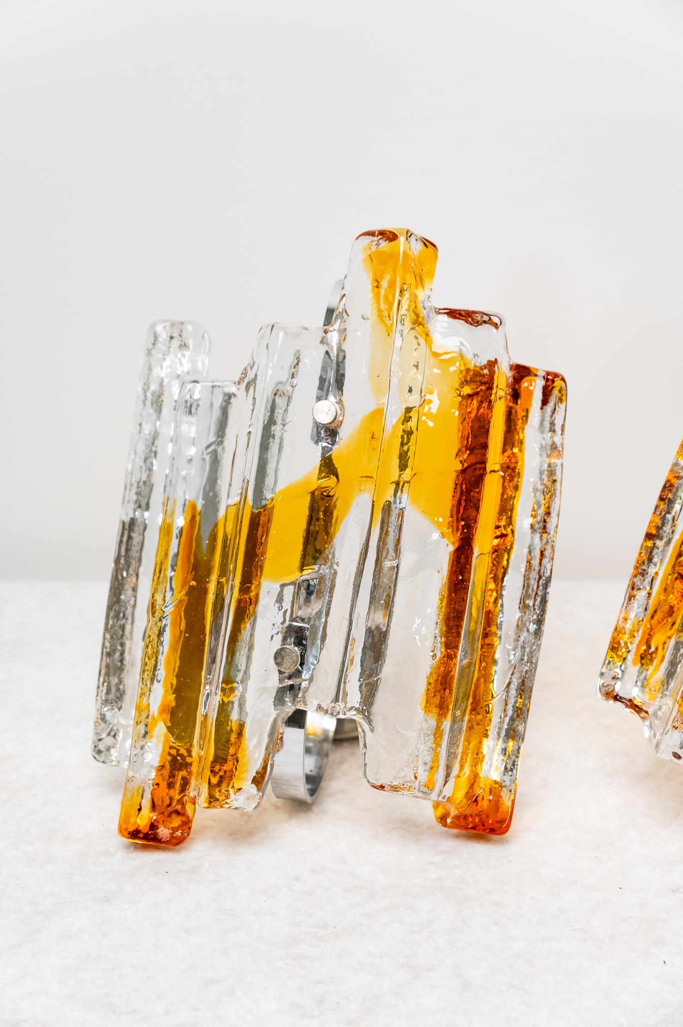 Tres apliques de cristal de Murano de Carlo Nason para Mazzega, años 60 en venta 4