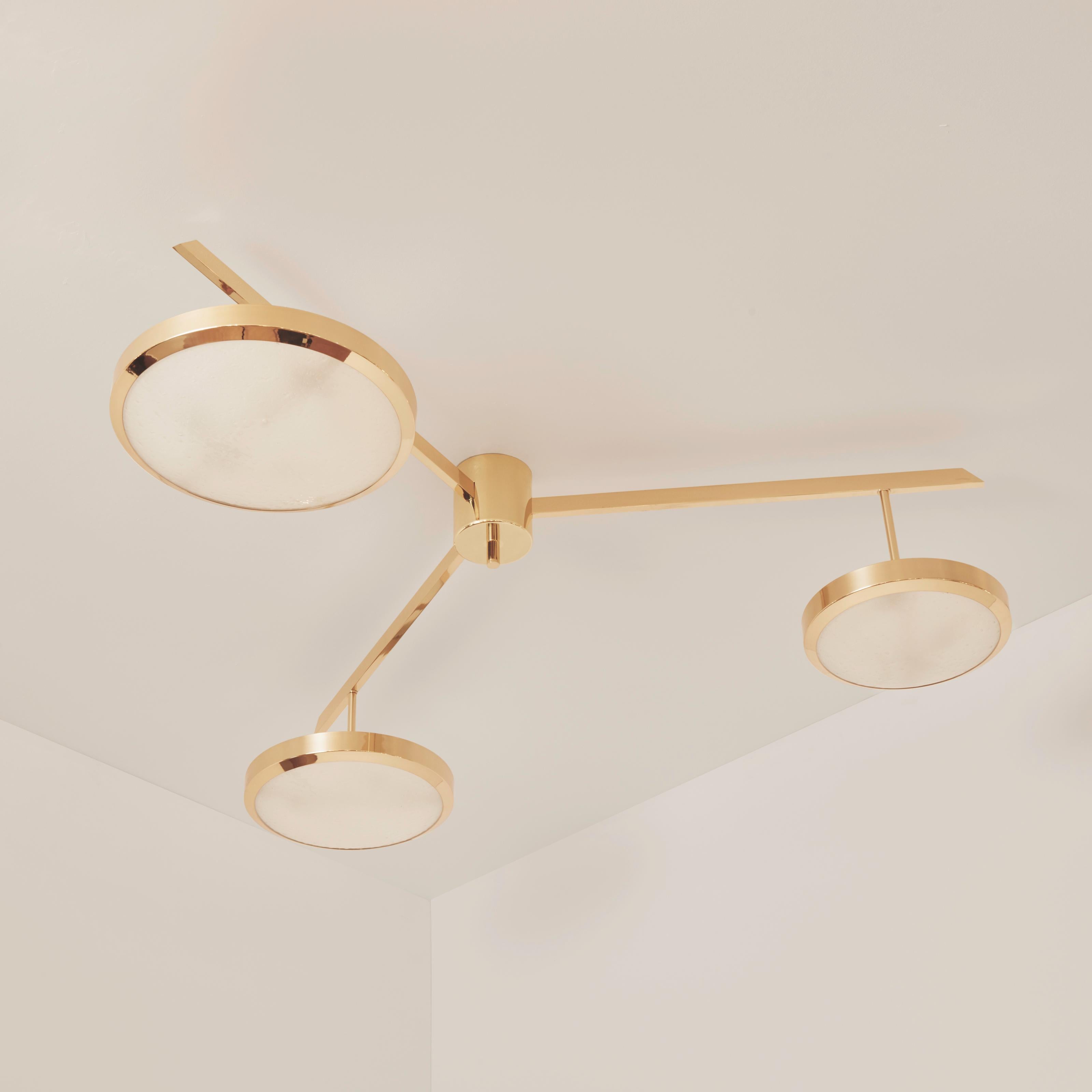 Modern Tre Ceiling Light by Gaspare Asaro-Polished Brass Finish For Sale