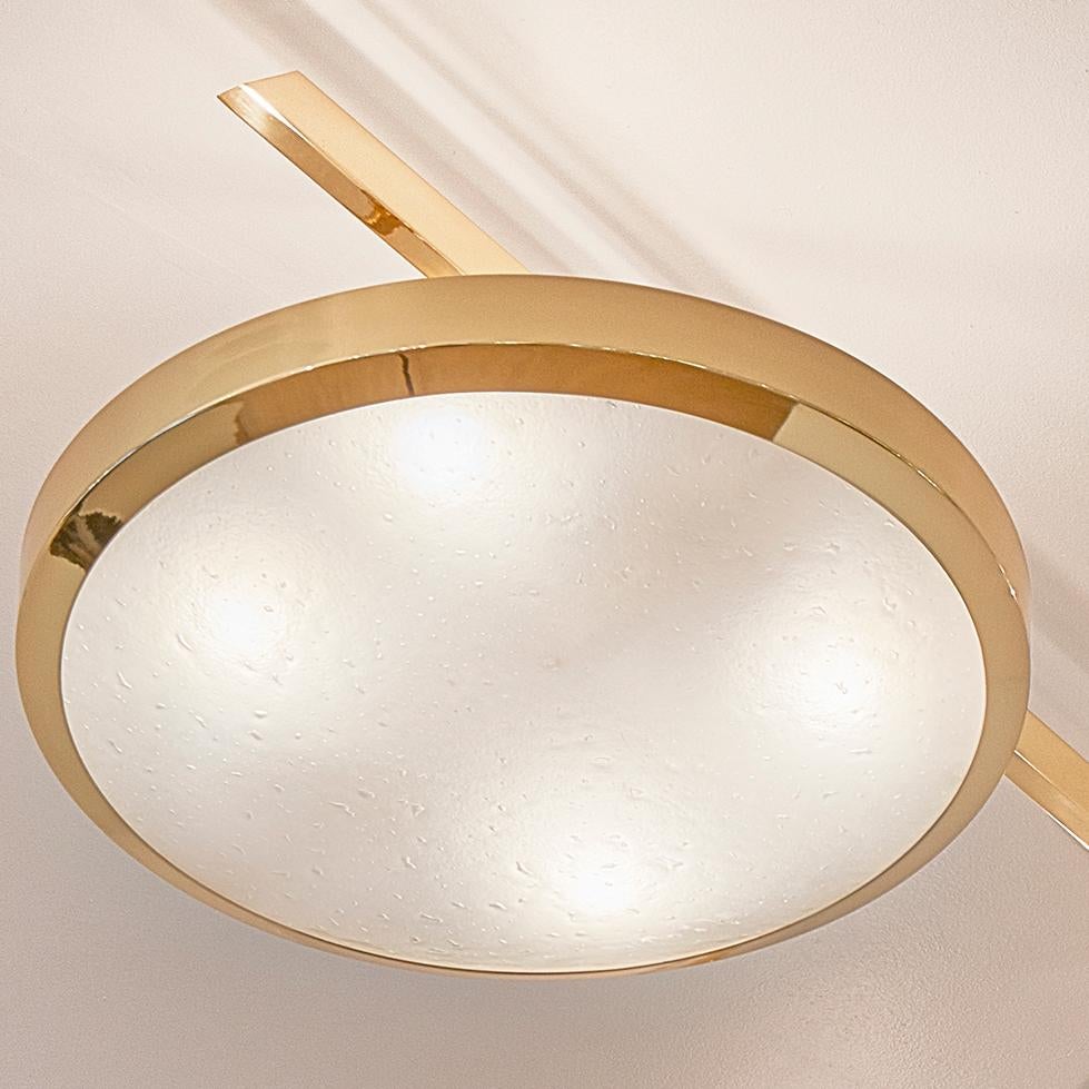 Tre Ceiling Light by Gaspare Asaro-Polished Brass Finish In New Condition For Sale In New York, NY