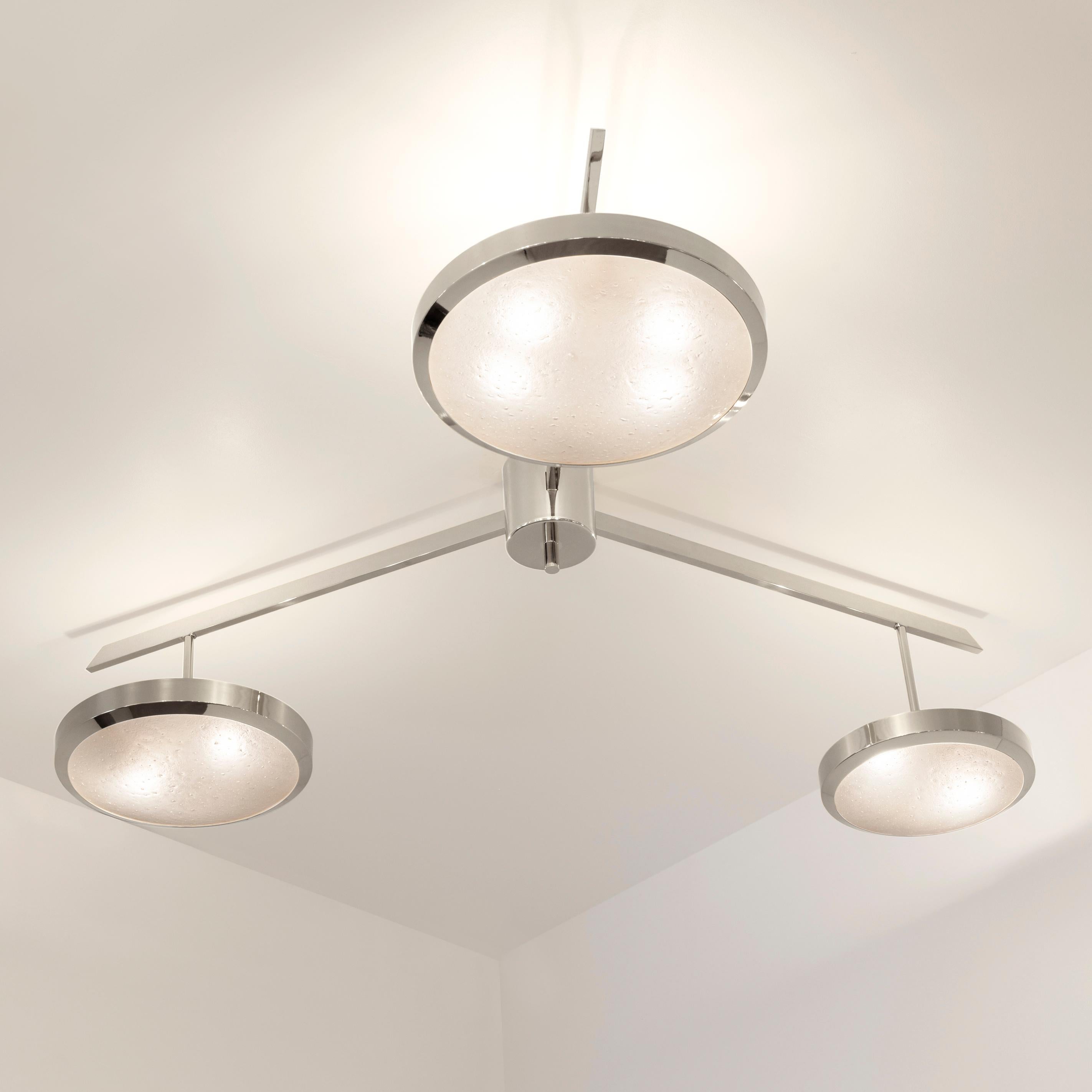 Modern Tre Ceiling Light by Gaspare Asaro-Polished Nickel Finish For Sale
